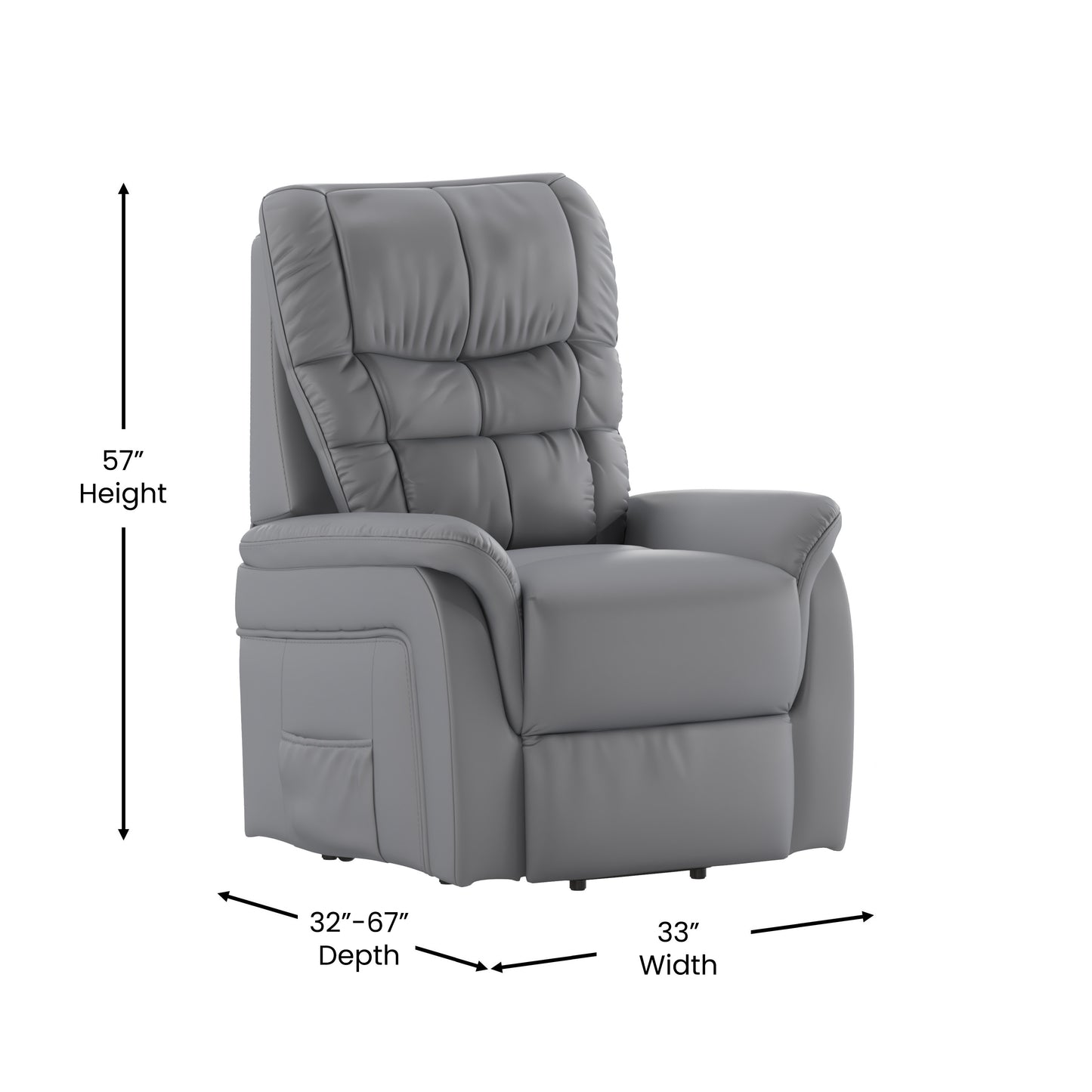 HERCULES Series Gray LeatherSoft Remote Powered Lift Recliner for Elderly Gray LeatherSoft
