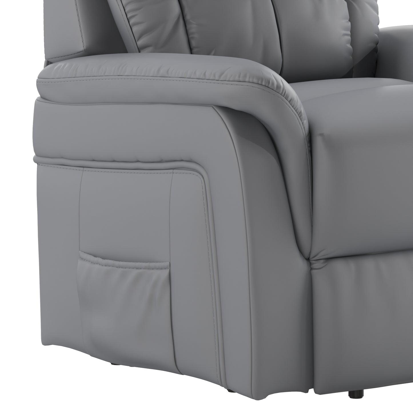 HERCULES Series Gray LeatherSoft Remote Powered Lift Recliner for Elderly Gray LeatherSoft