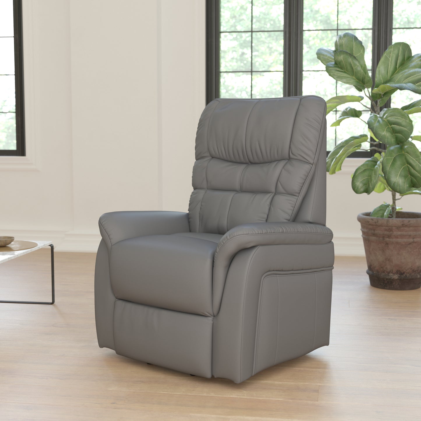 HERCULES Series Gray LeatherSoft Remote Powered Lift Recliner for Elderly Gray LeatherSoft