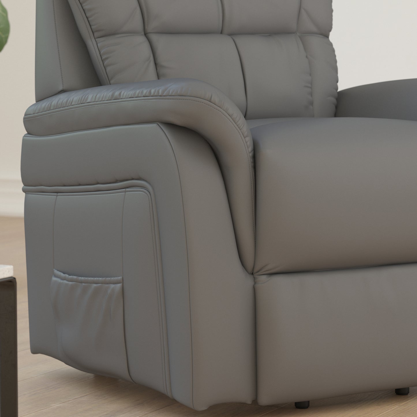HERCULES Series Gray LeatherSoft Remote Powered Lift Recliner for Elderly Gray LeatherSoft