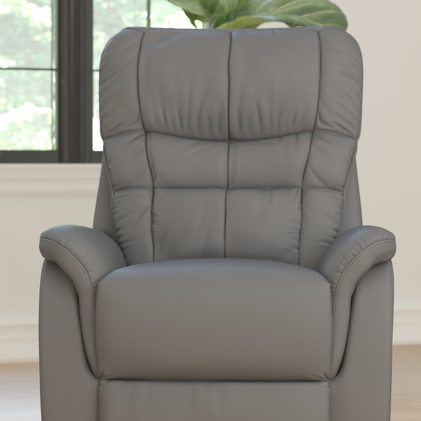 HERCULES Series Gray LeatherSoft Remote Powered Lift Recliner for Elderly Gray LeatherSoft