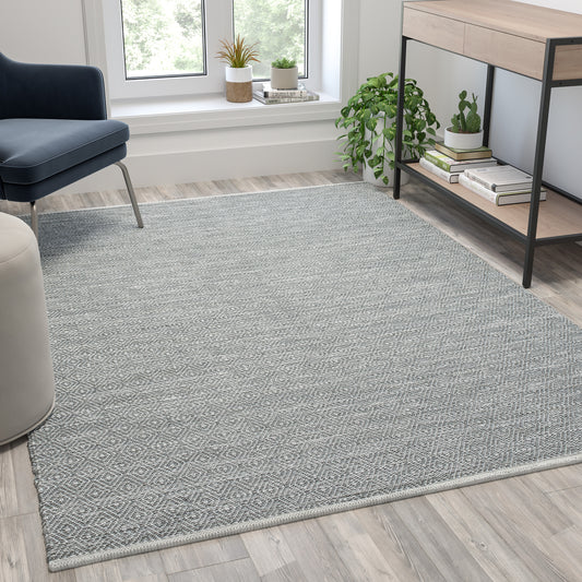 Abbott 5' x 7' Handwoven Indoor/Outdoor Diamond Pattern Area Rug in Grey Grey CI-20-9397-57-BL-GG