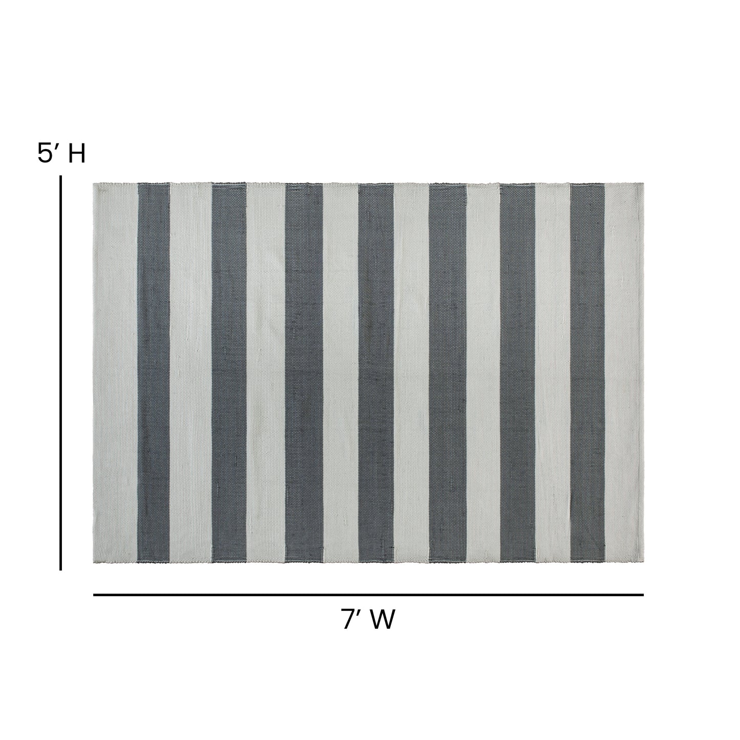 Melissa 5' x 7' Grey & White Striped Handwoven Indoor/Outdoor Cabana Style Stain Resistant Area Rug Grey/ White