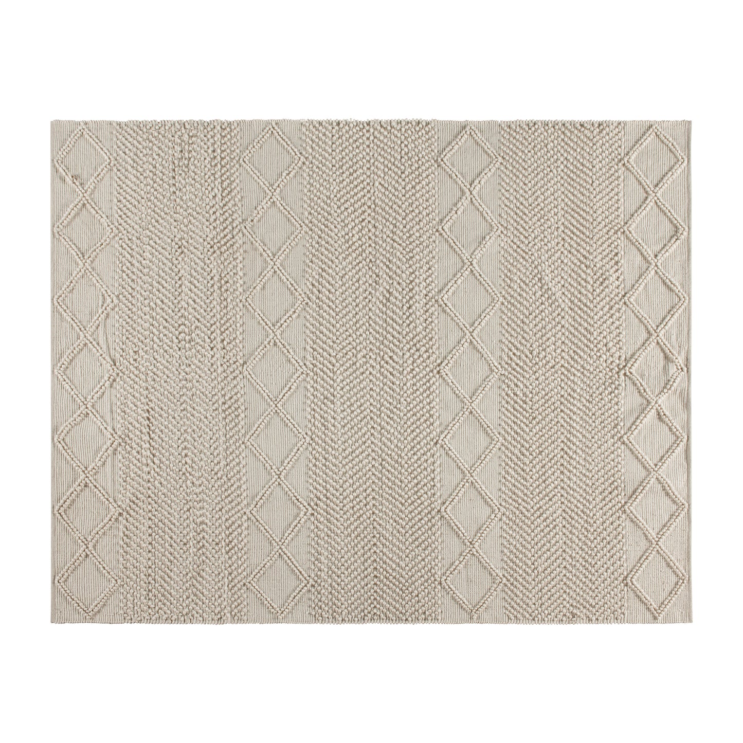 Melissa 8' x 10' White & Ivory Geometric Design Handwoven Area Rug - Wool/Polyester/Cotton Blend White/Ivory