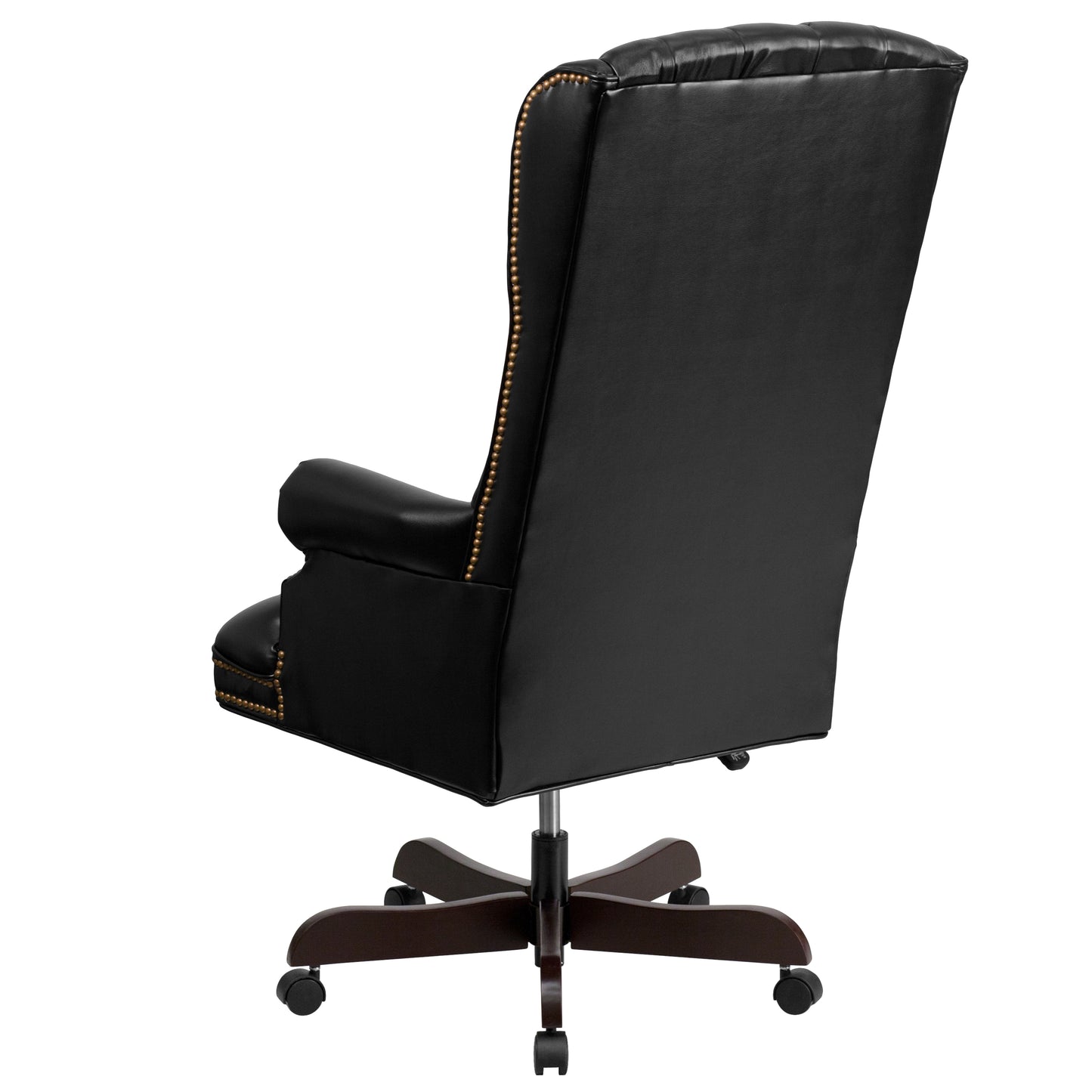 Turner High Back Traditional Fully Tufted Black LeatherSoft Executive Swivel Ergonomic Office Chair with Arms Black