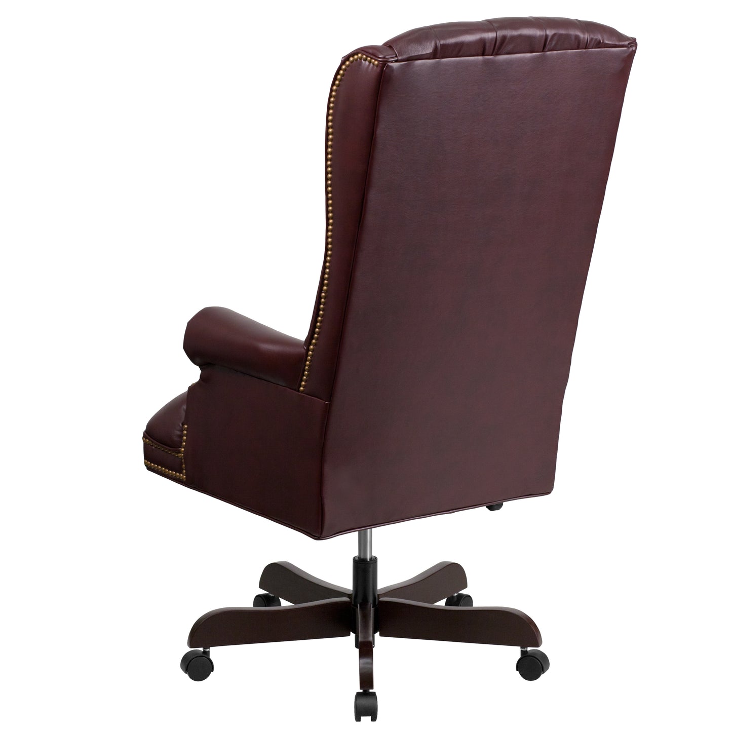 Turner High Back Traditional Fully Tufted Burgundy LeatherSoft Executive Swivel Ergonomic Office Chair with Arms Burgundy