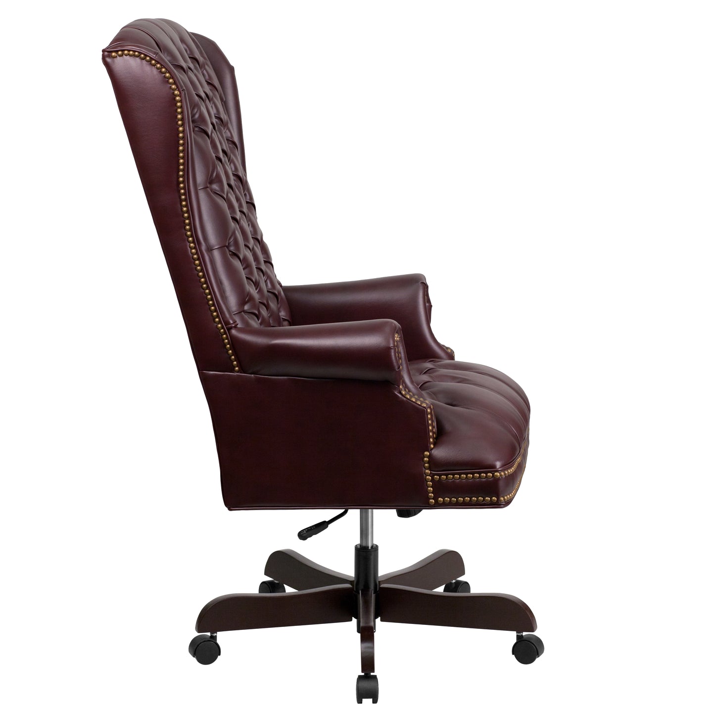 Turner High Back Traditional Fully Tufted Burgundy LeatherSoft Executive Swivel Ergonomic Office Chair with Arms Burgundy