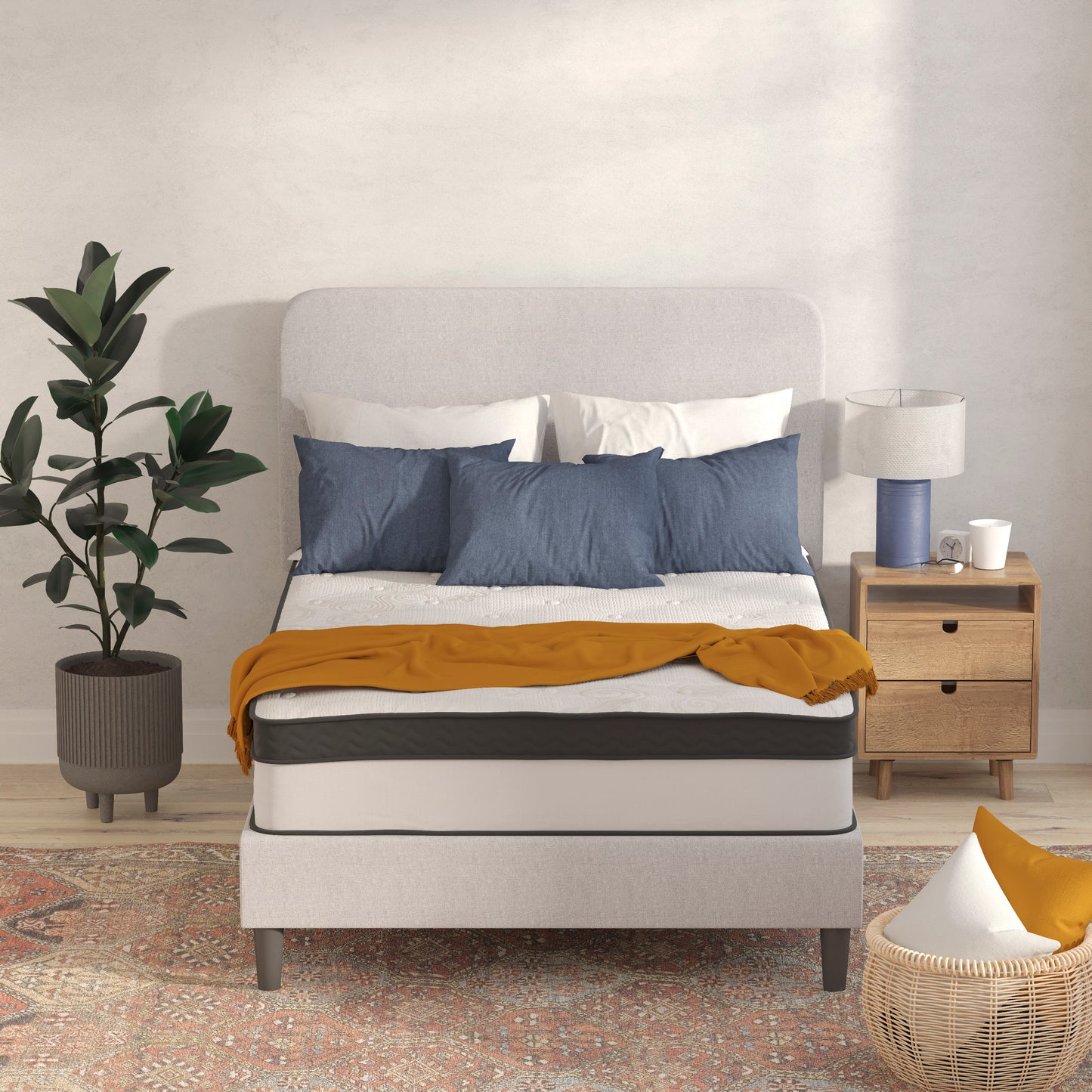 Capri Comfortable Sleep 12 Inch CertiPUR-US Certified Memory Foam & Pocket Spring Mattress, Full Mattress in a Box White