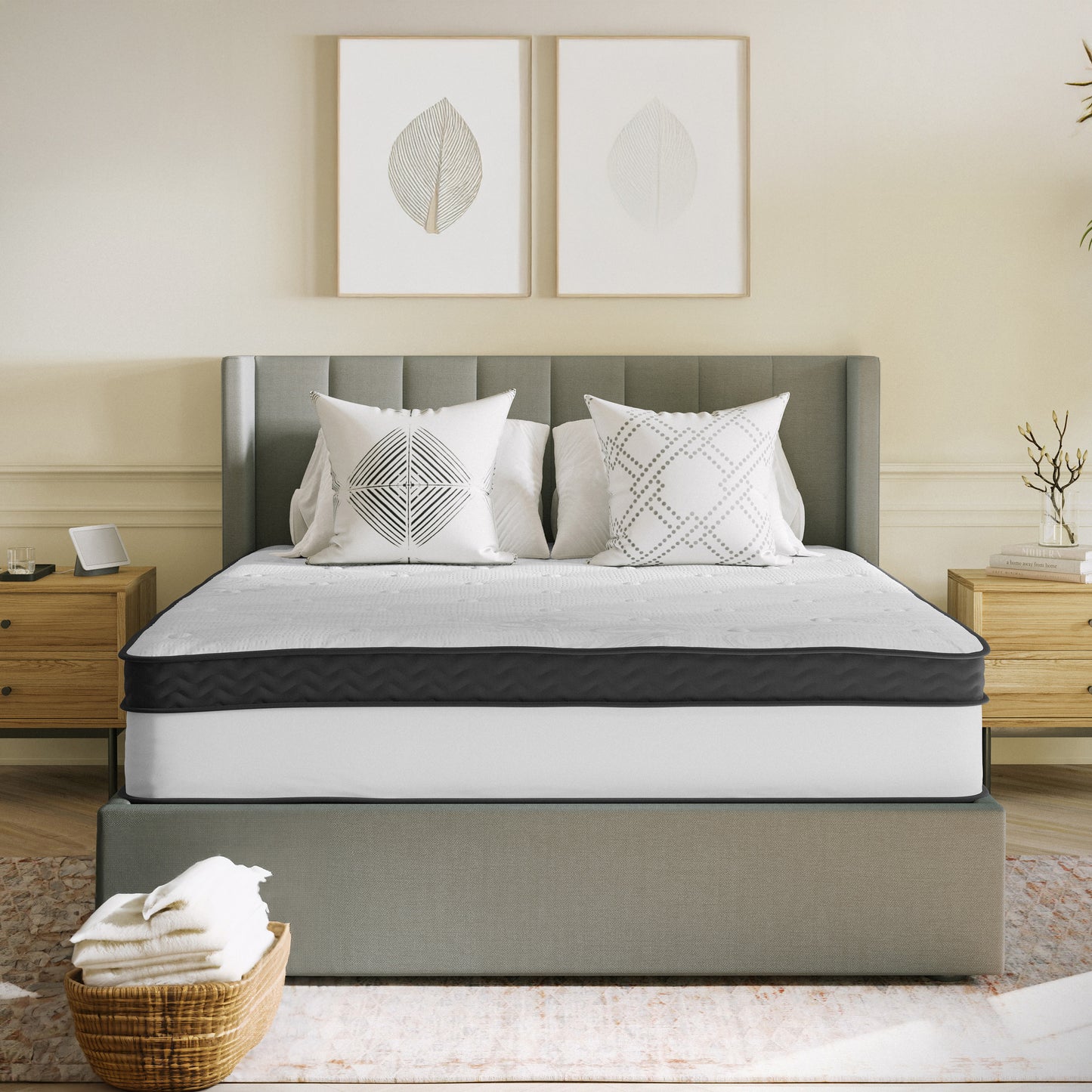 Capri Comfortable Sleep 12 Inch CertiPUR-US Certified Memory Foam & Pocket Spring Mattress, Queen Mattress in a Box White