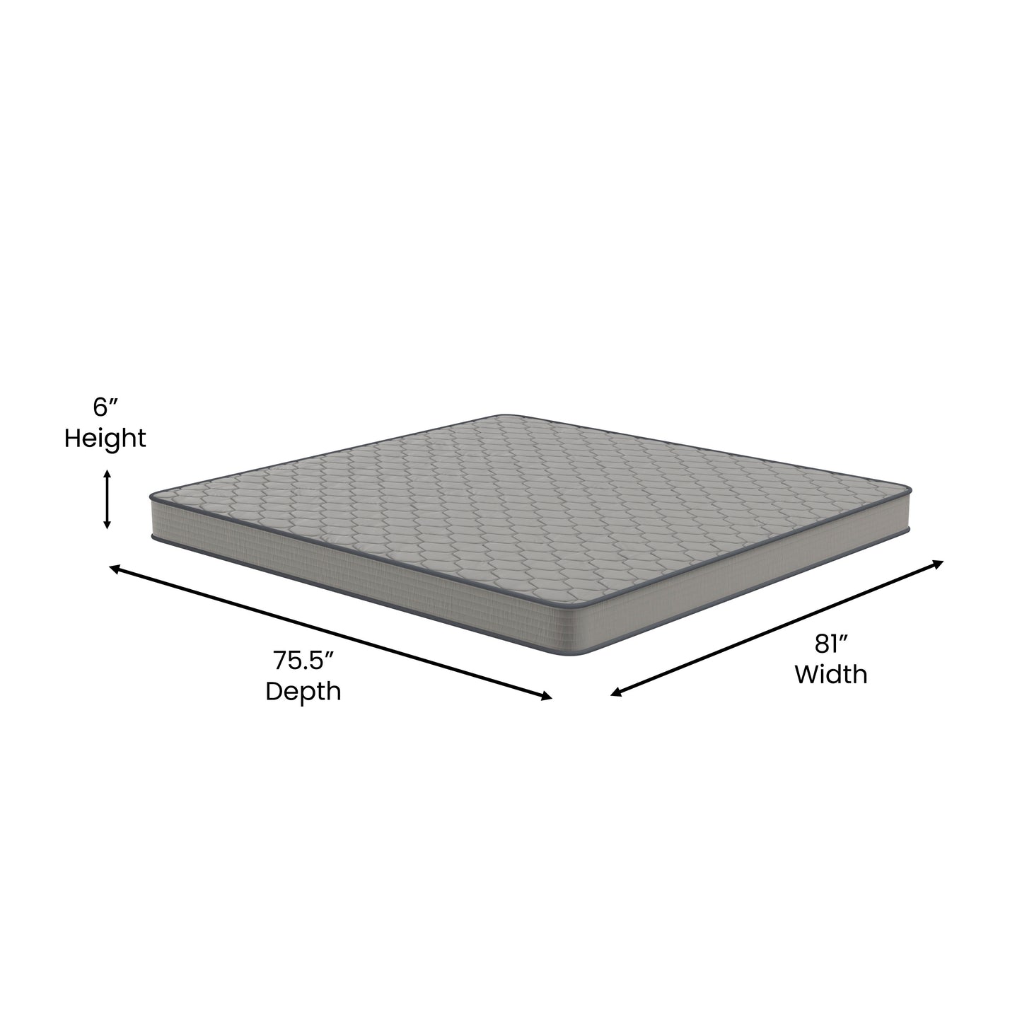 Capri Comfortable Sleep 6 Inch CertiPUR-US Certified Spring Mattress, King Mattress in a Box Gray
