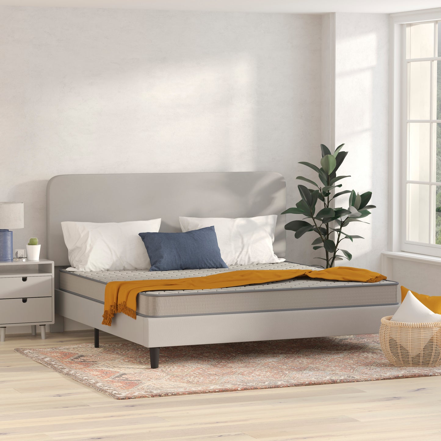 Capri Comfortable Sleep 6 Inch CertiPUR-US Certified Spring Mattress, King Mattress in a Box Gray