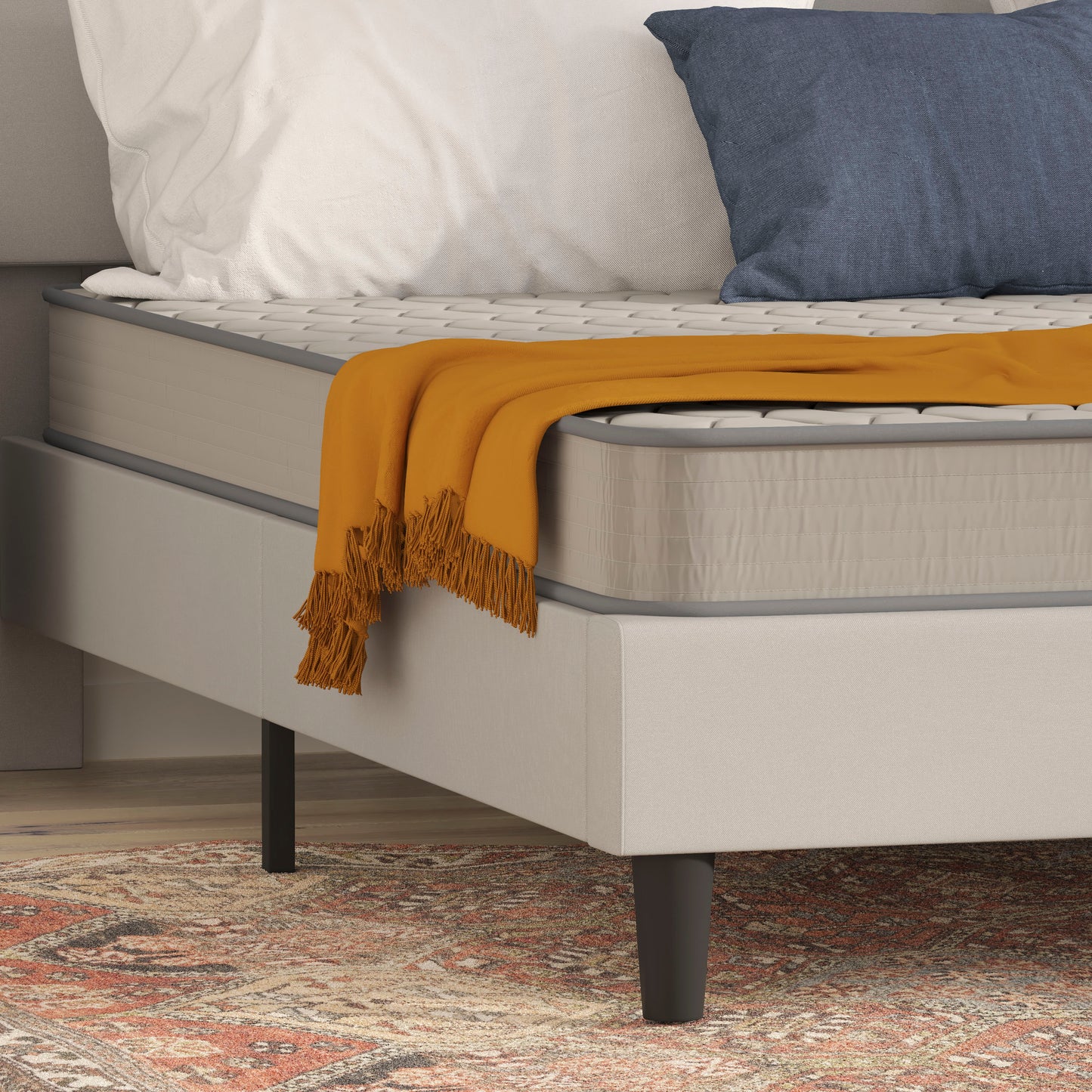 Capri Comfortable Sleep 6 Inch CertiPUR-US Certified Spring Mattress, King Mattress in a Box Gray