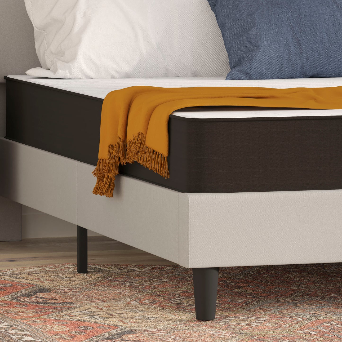 Capri Comfortable Sleep 8 Inch CertiPUR-US Certified Foam and Innerspring Hybrid Mattress, King Mattress in a Box Gray