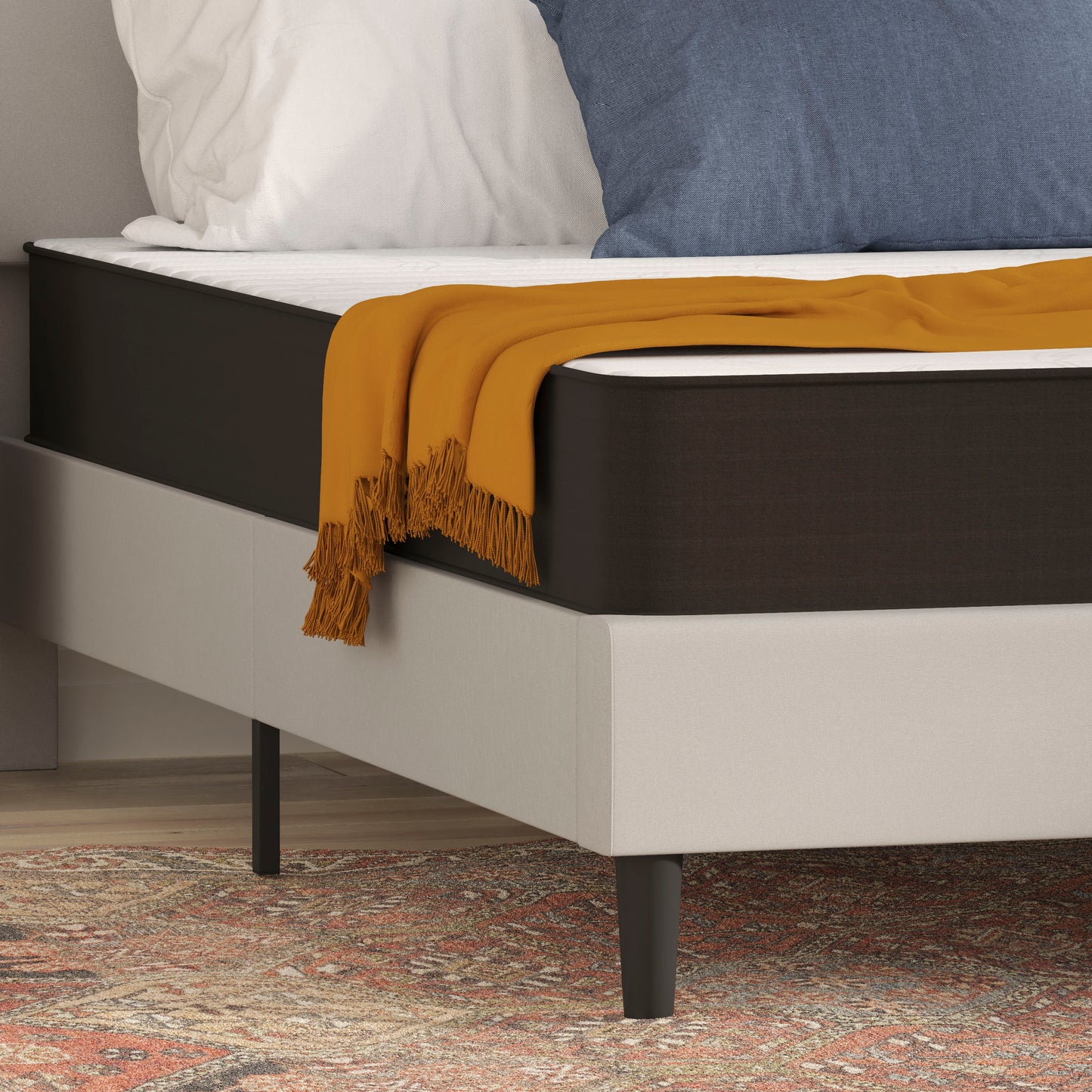 Capri Comfortable Sleep 8 Inch CertiPUR-US Certified Foam and Innerspring Hybrid Mattress, Queen Mattress in a Box Gray CL-E238-B-Q-GG