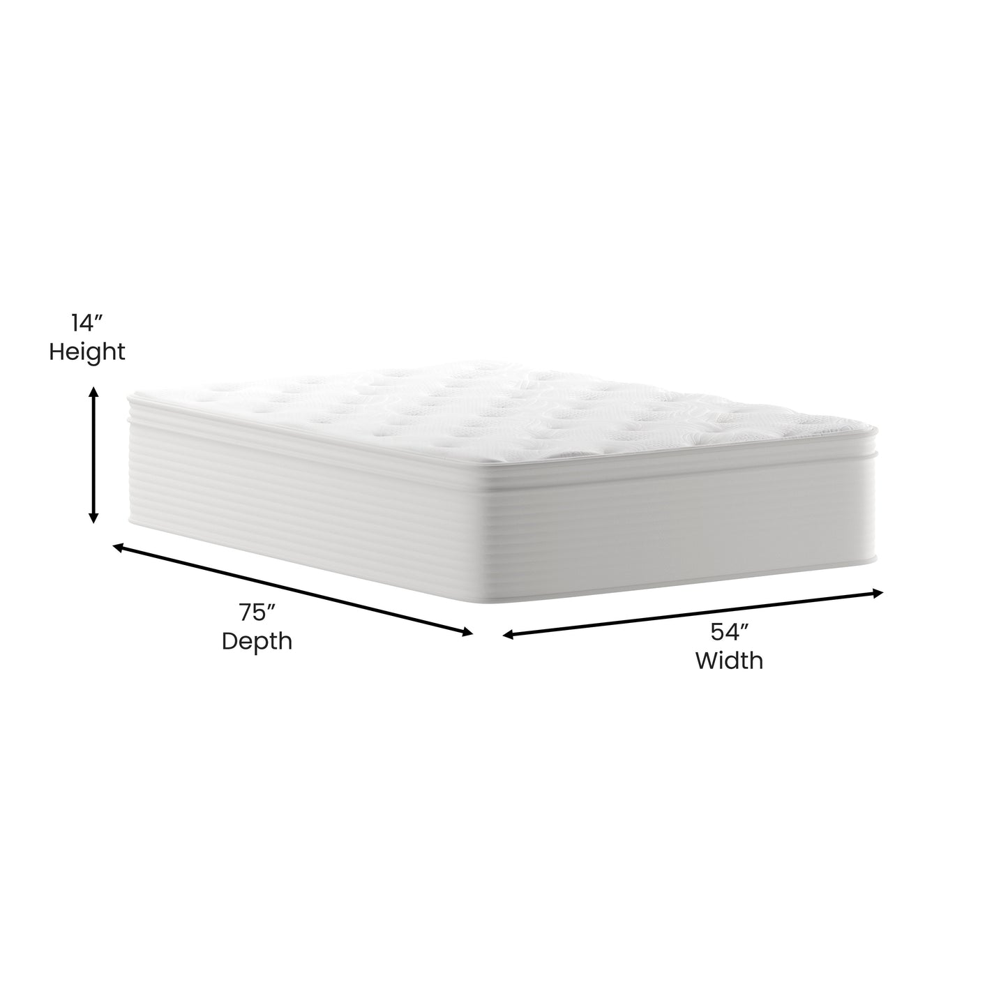 Vista Hospitality Grade Commercial Full Mattress in a Box 14 Inch, Premium Memory Foam Hybrid Pocket Spring Mattress with Reinforced Edge Support White