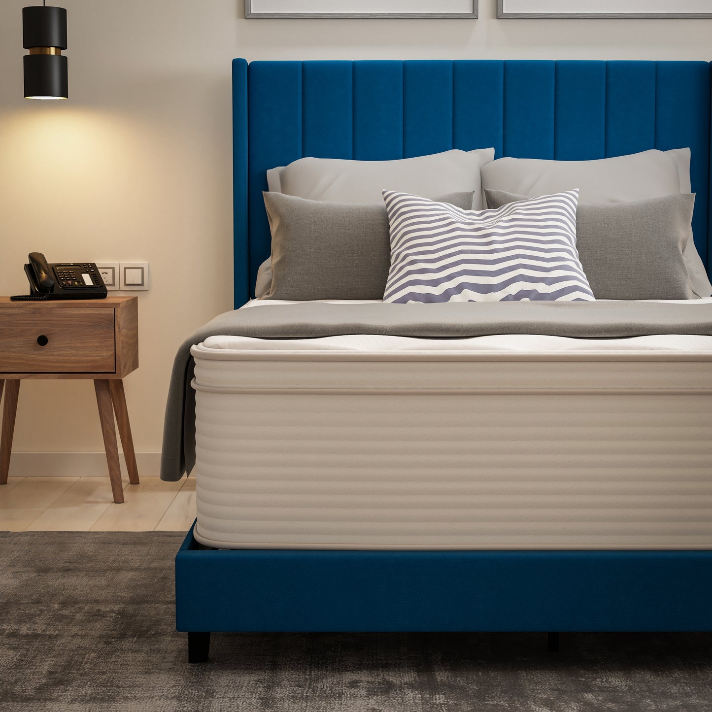 Vista Hospitality Grade Commercial Full Mattress in a Box 14 Inch, Premium Memory Foam Hybrid Pocket Spring Mattress with Reinforced Edge Support White