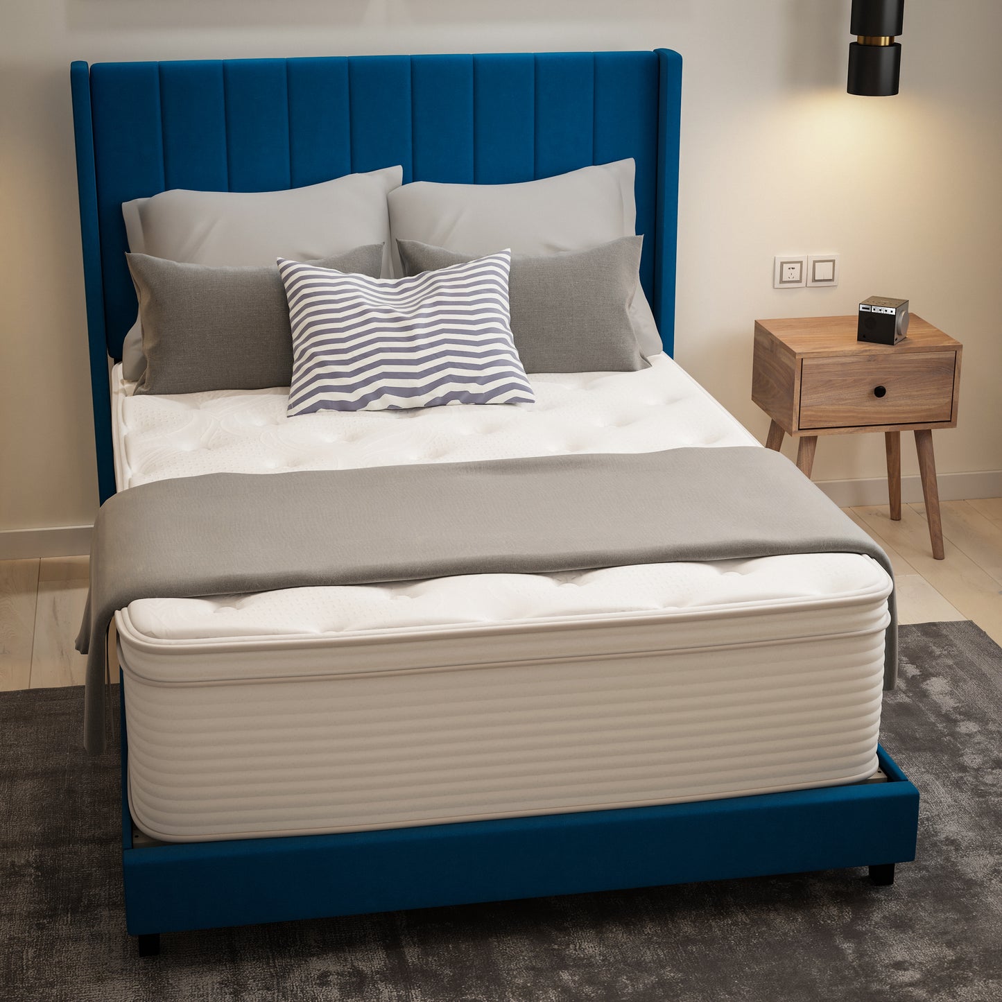 Vista Hospitality Grade Commercial Full Mattress in a Box 14 Inch, Premium Memory Foam Hybrid Pocket Spring Mattress with Reinforced Edge Support White