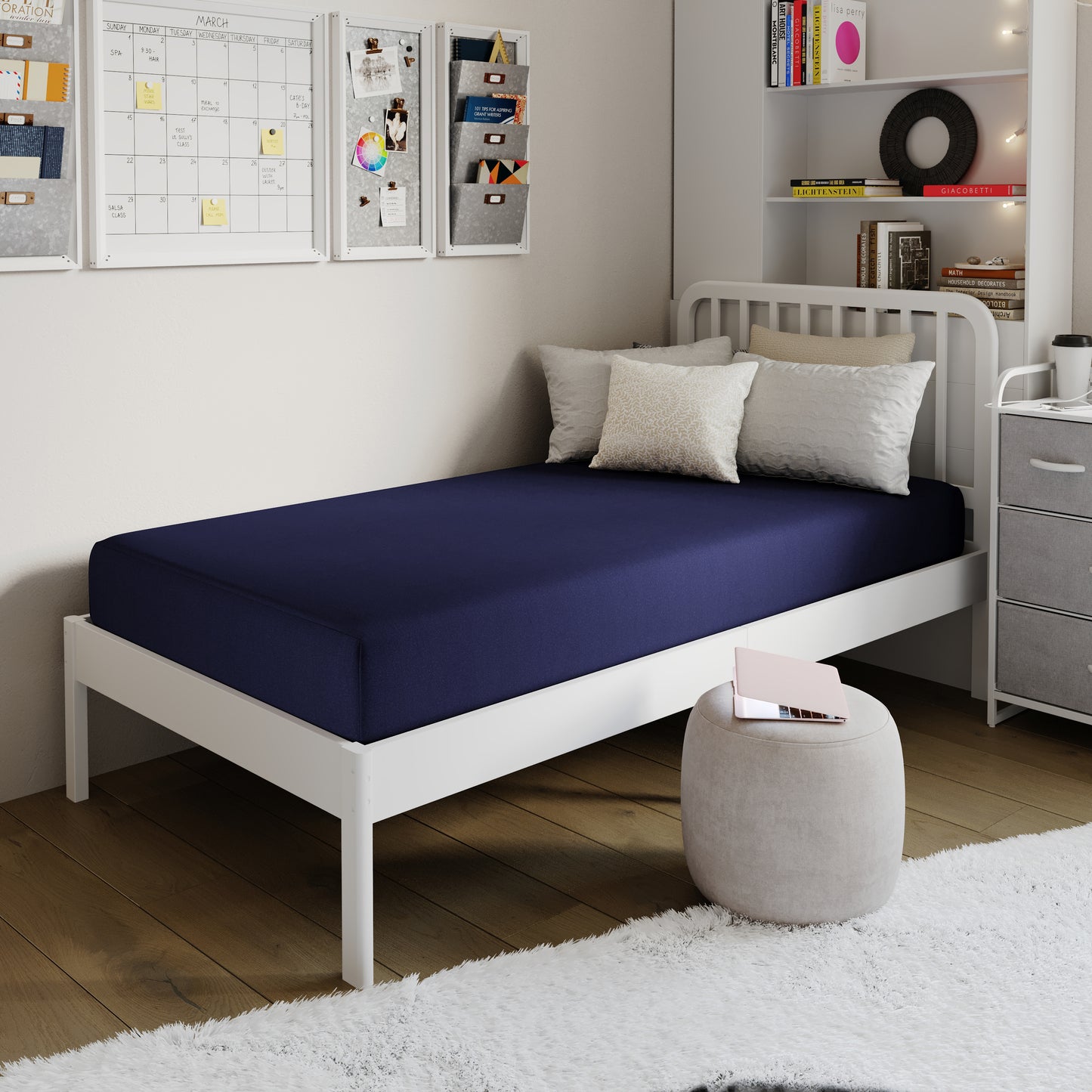 Irvine Liquid-Resistant Memory Foam 8" Twin Mattress with Removable Cover with Zipper in Blue Blue CL-MF-LR-TWIN-GG