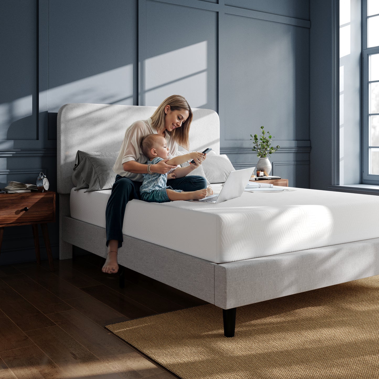 Cloud Green Tea Cooling Gel 3-Layer Memory Foam 10" Queen Mattress in a Box with CertiPUR-US Certification, Washable Cover, and Pressure Relief White CL-MFB3L-10-Q-GG