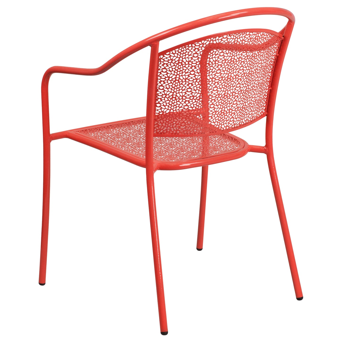 Oia Commercial Grade Coral Indoor-Outdoor Steel Patio Arm Chair with Round Back Coral CO-3-RED-GG