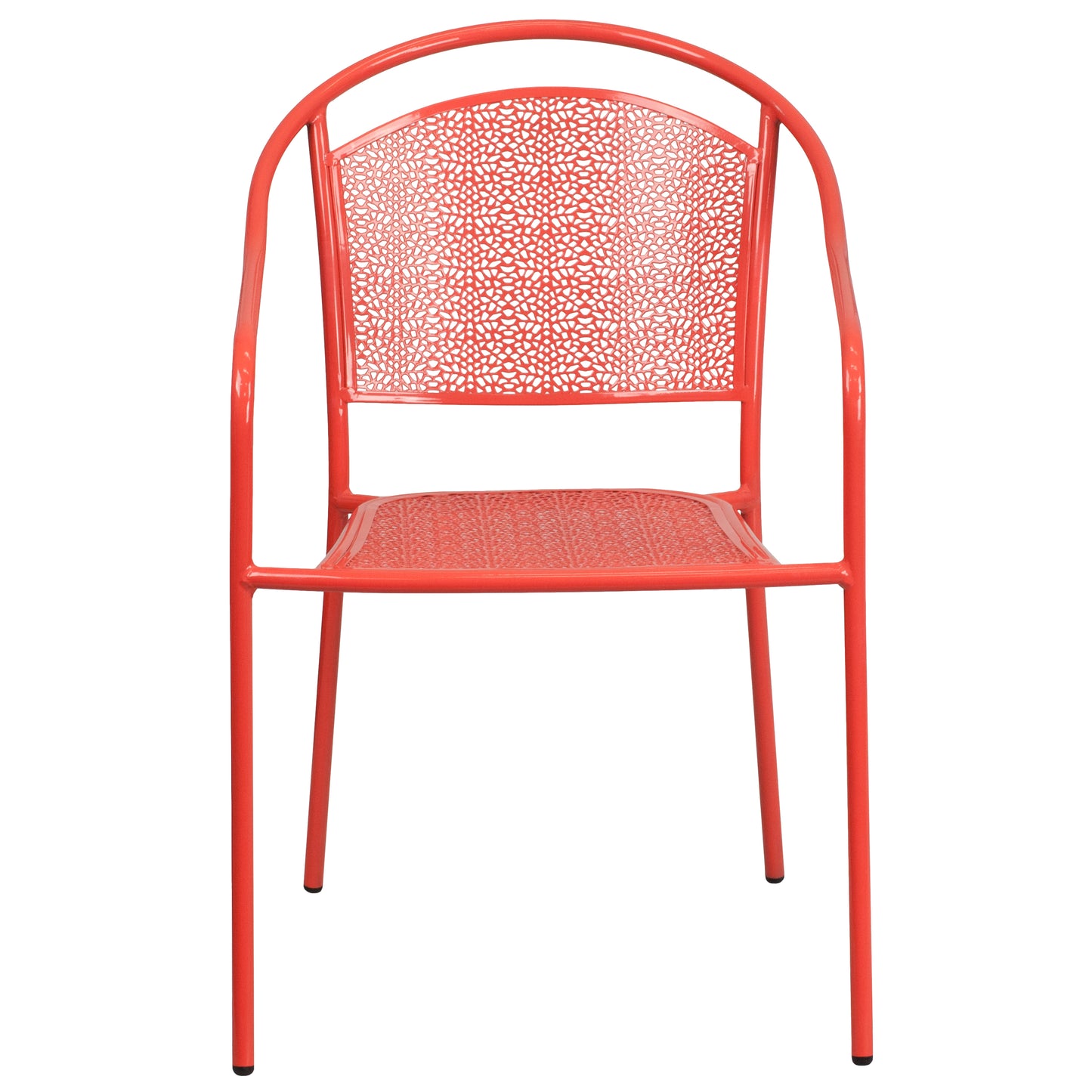 Oia Commercial Grade Coral Indoor-Outdoor Steel Patio Arm Chair with Round Back Coral CO-3-RED-GG