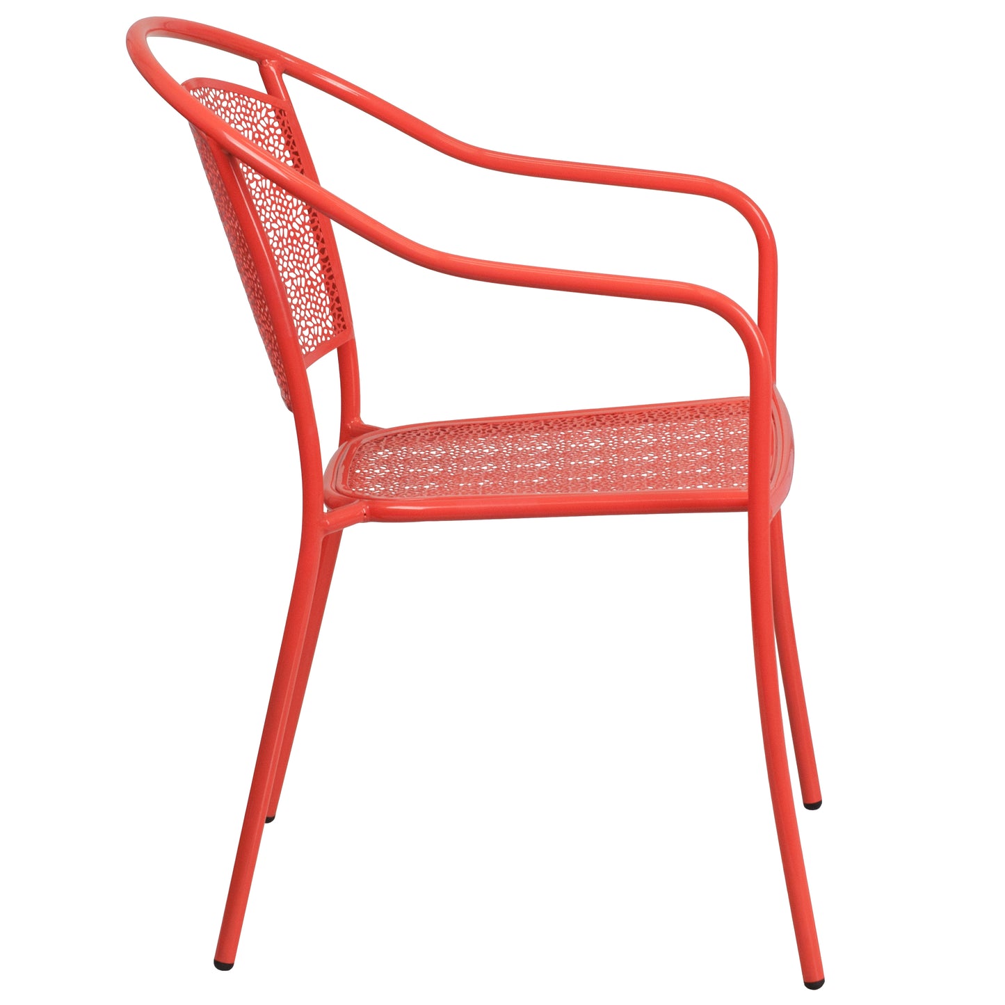 Oia Commercial Grade Coral Indoor-Outdoor Steel Patio Arm Chair with Round Back Coral CO-3-RED-GG