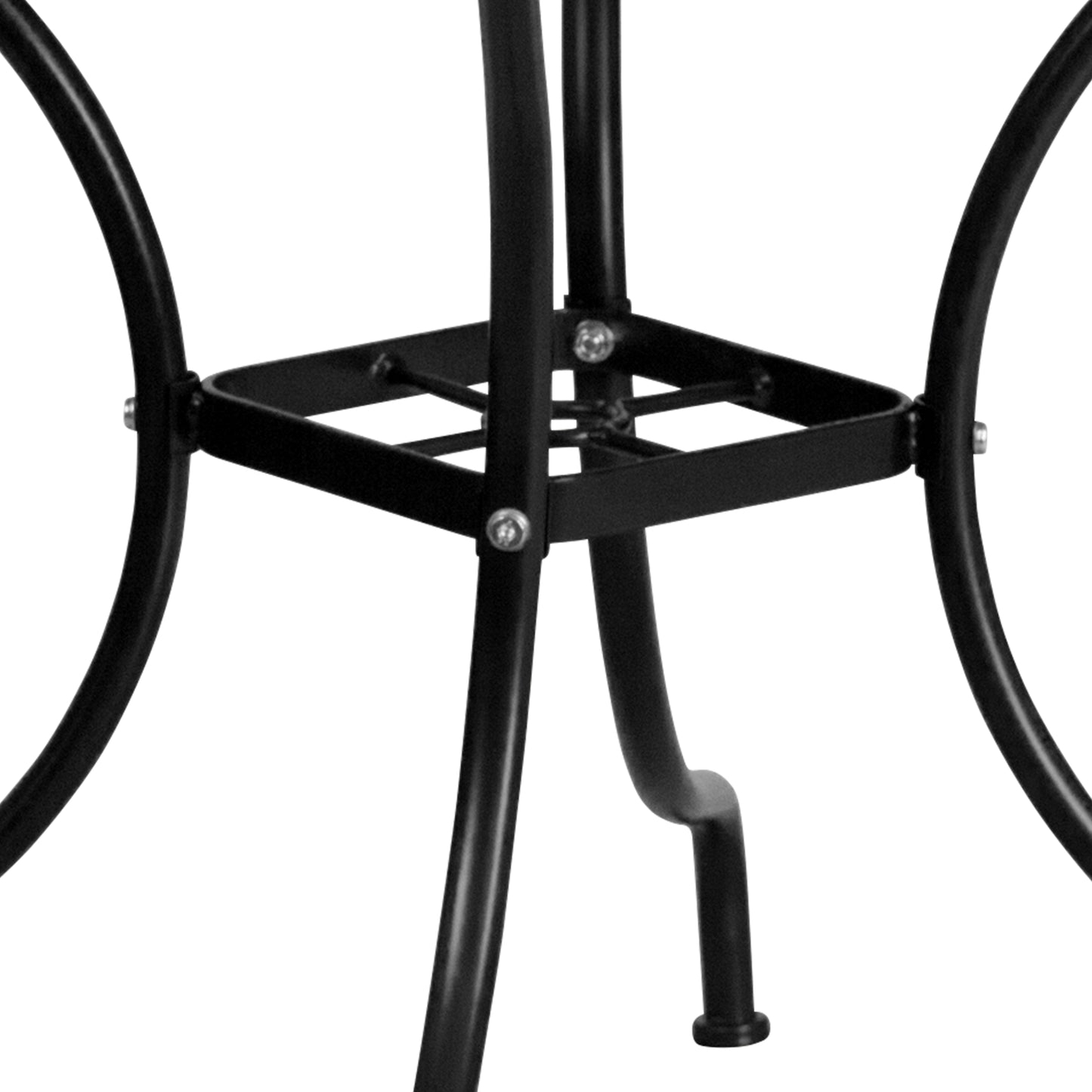 Oia Commercial Grade 35.5" Square Black Indoor-Outdoor Steel Patio Table Set with 4 Round Back Chairs Black