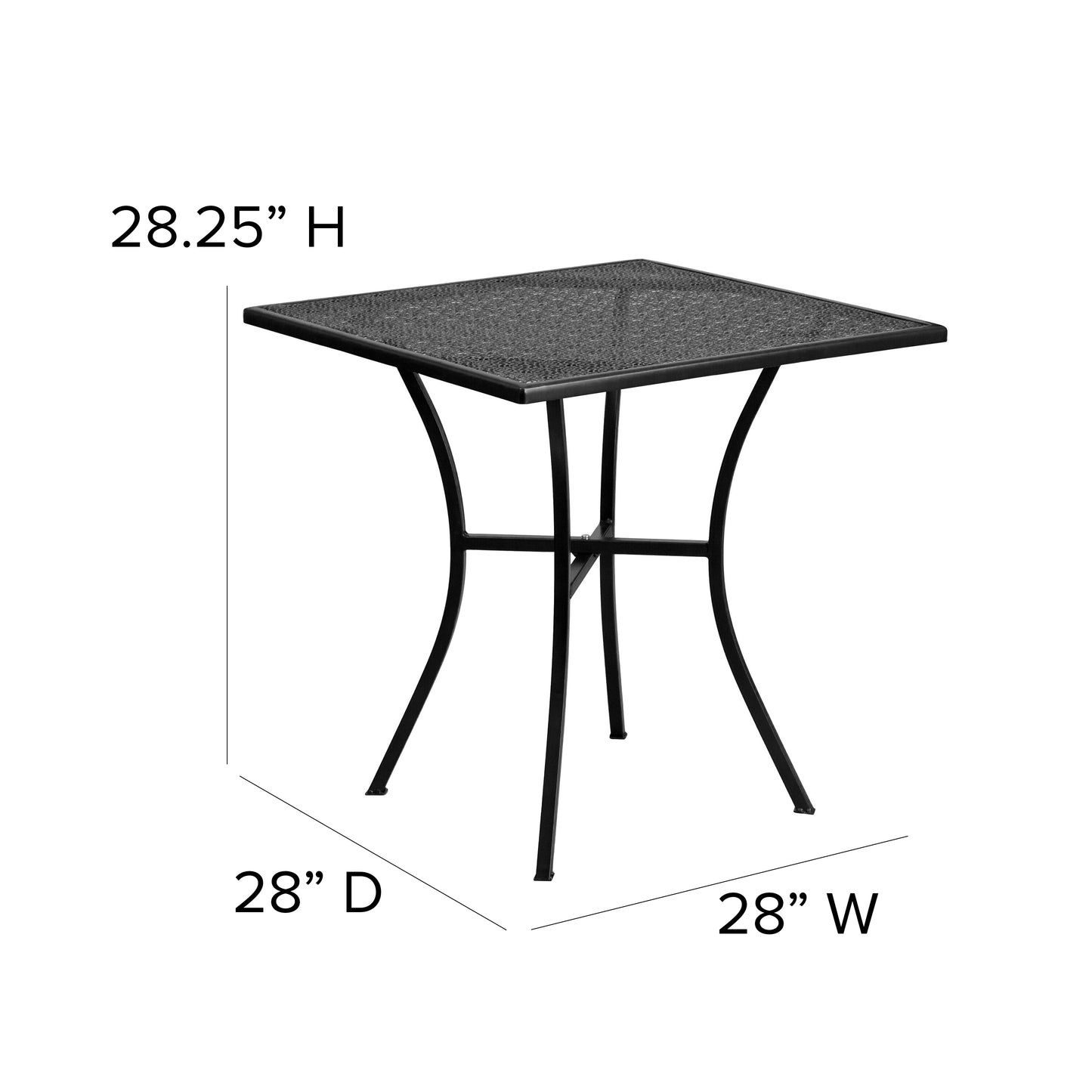 Oia Commercial Grade 28" Square Black Indoor-Outdoor Steel Patio Table Black