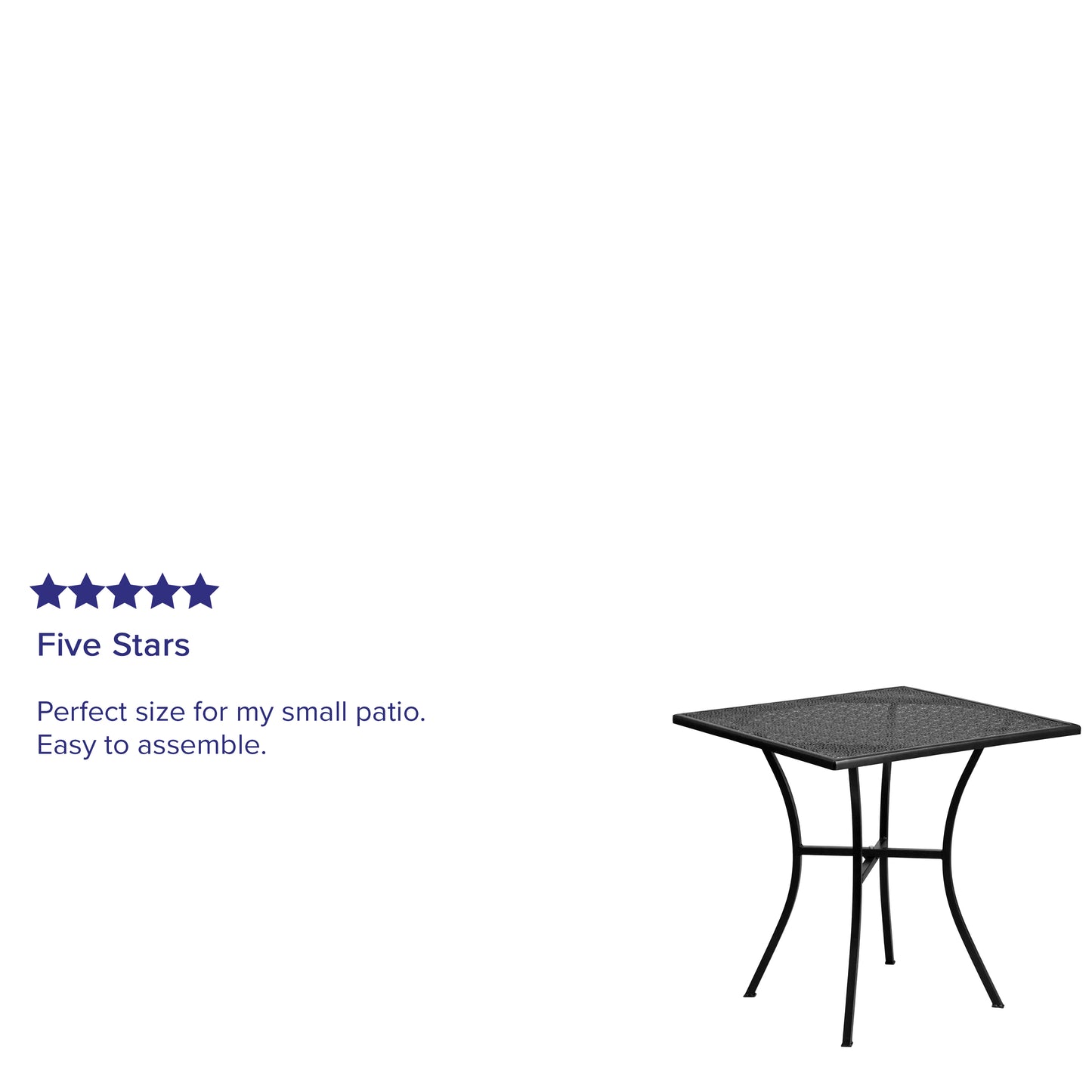 Oia Commercial Grade 28" Square Black Indoor-Outdoor Steel Patio Table Black