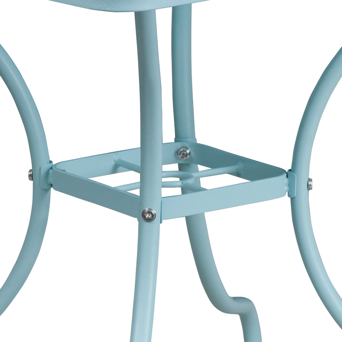 Oia Commercial Grade 35.5" Square Sky Blue Indoor-Outdoor Steel Patio Table with Umbrella Hole Sky Blue