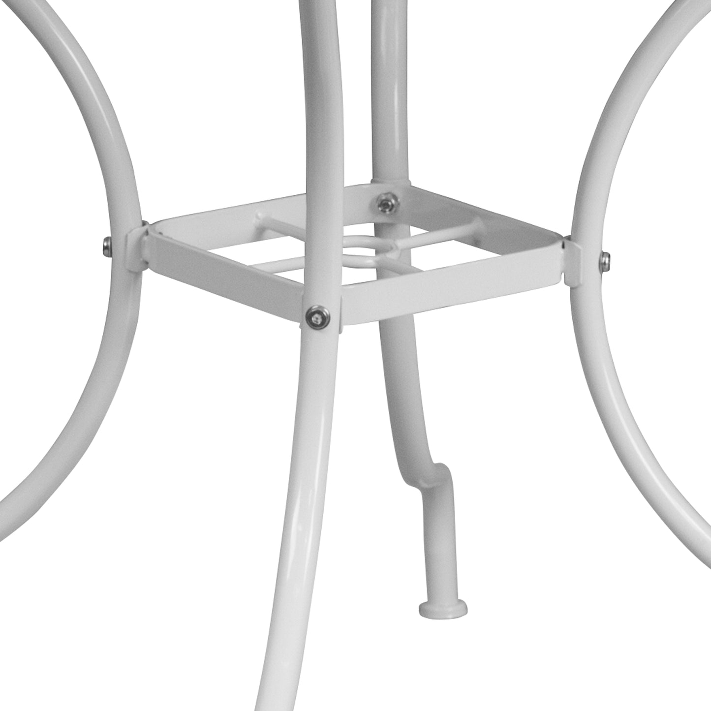 Oia Commercial Grade 35.5" Square White Indoor-Outdoor Steel Patio Table with Umbrella Hole White