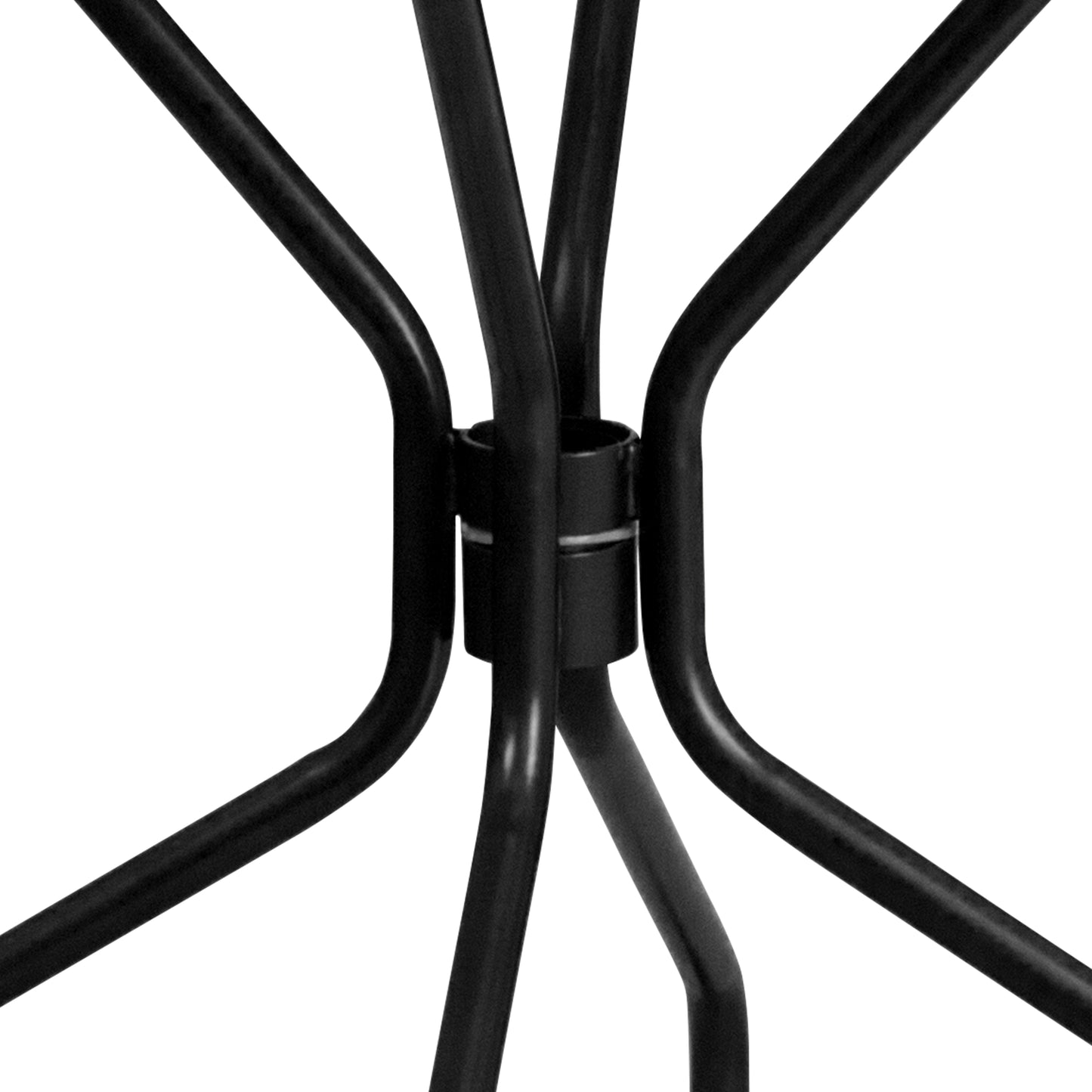 Oia Commercial Grade 35.25" Round Black Indoor-Outdoor Steel Patio Table with Umbrella Hole Black