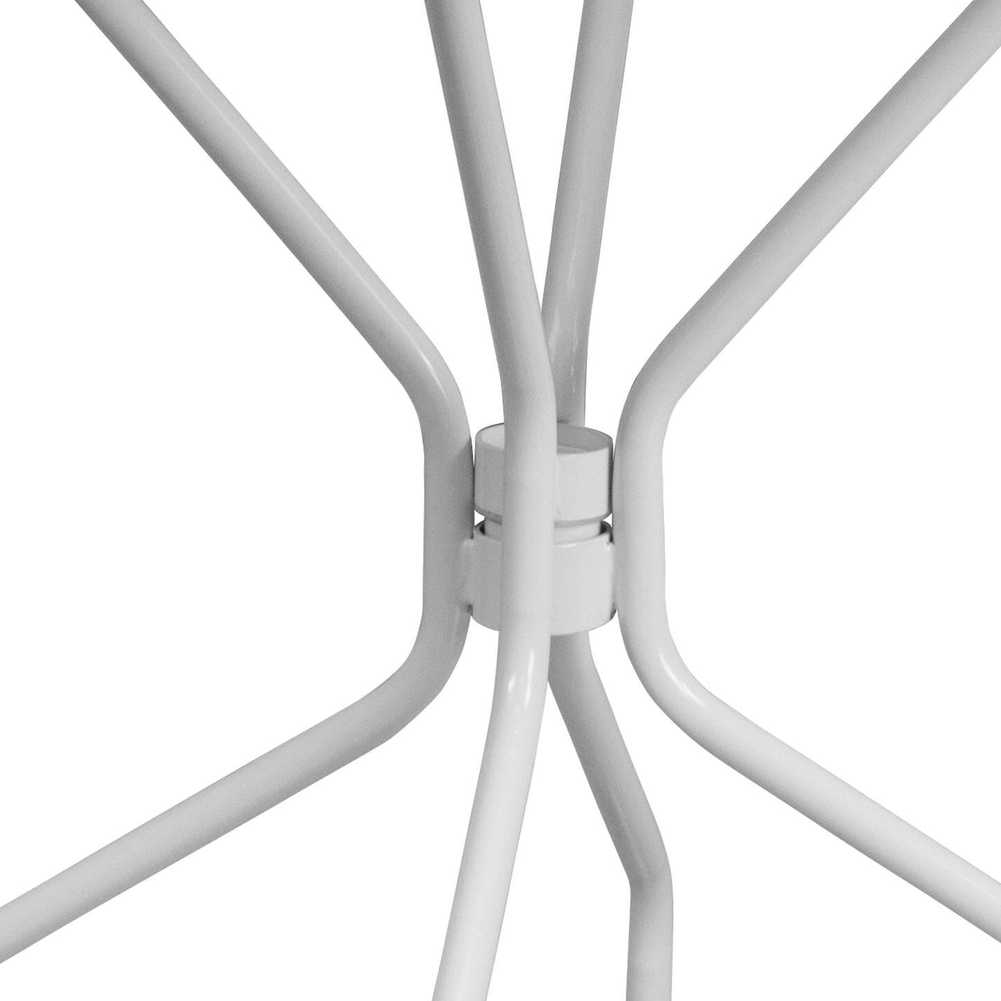 Oia Commercial Grade 35.25" Round White Indoor-Outdoor Steel Patio Table with Umbrella Hole White