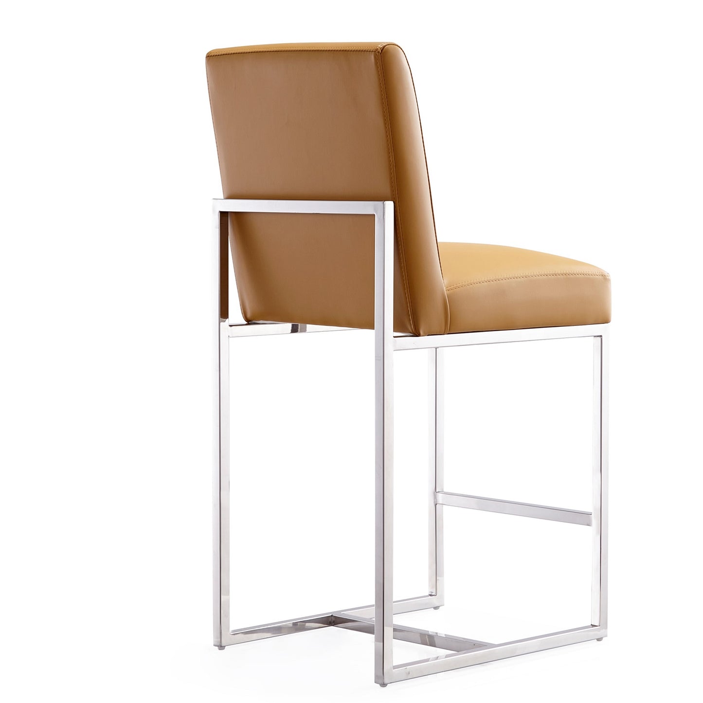 Manhattan Comfort Element 37.2 in. Camel and Polished Chrome Stainless Steel Counter Height Bar Stool CS003-CL