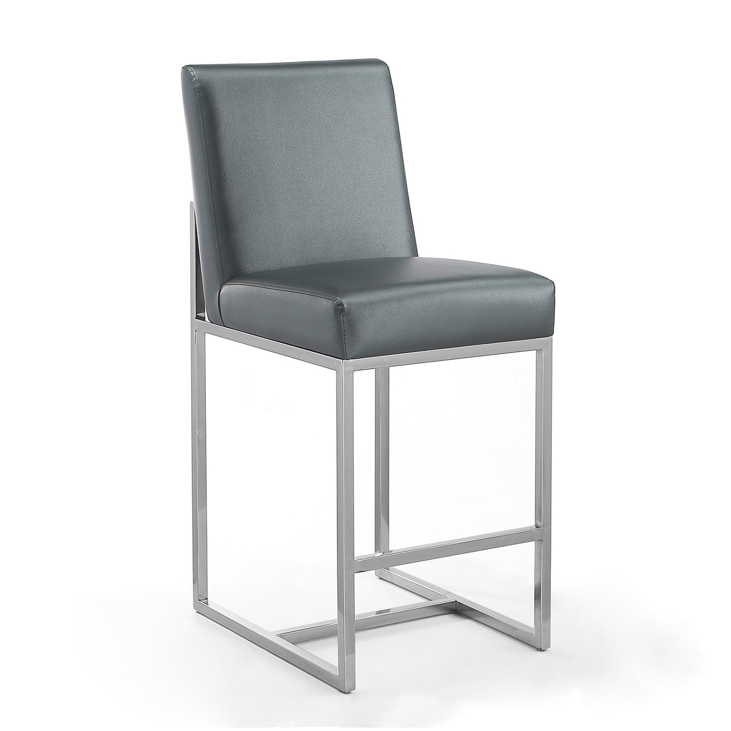 Manhattan Comfort Element 37.2 in. Graphite and Polished Chrome Stainless Steel Counter Height Bar Stool CS003-GP
