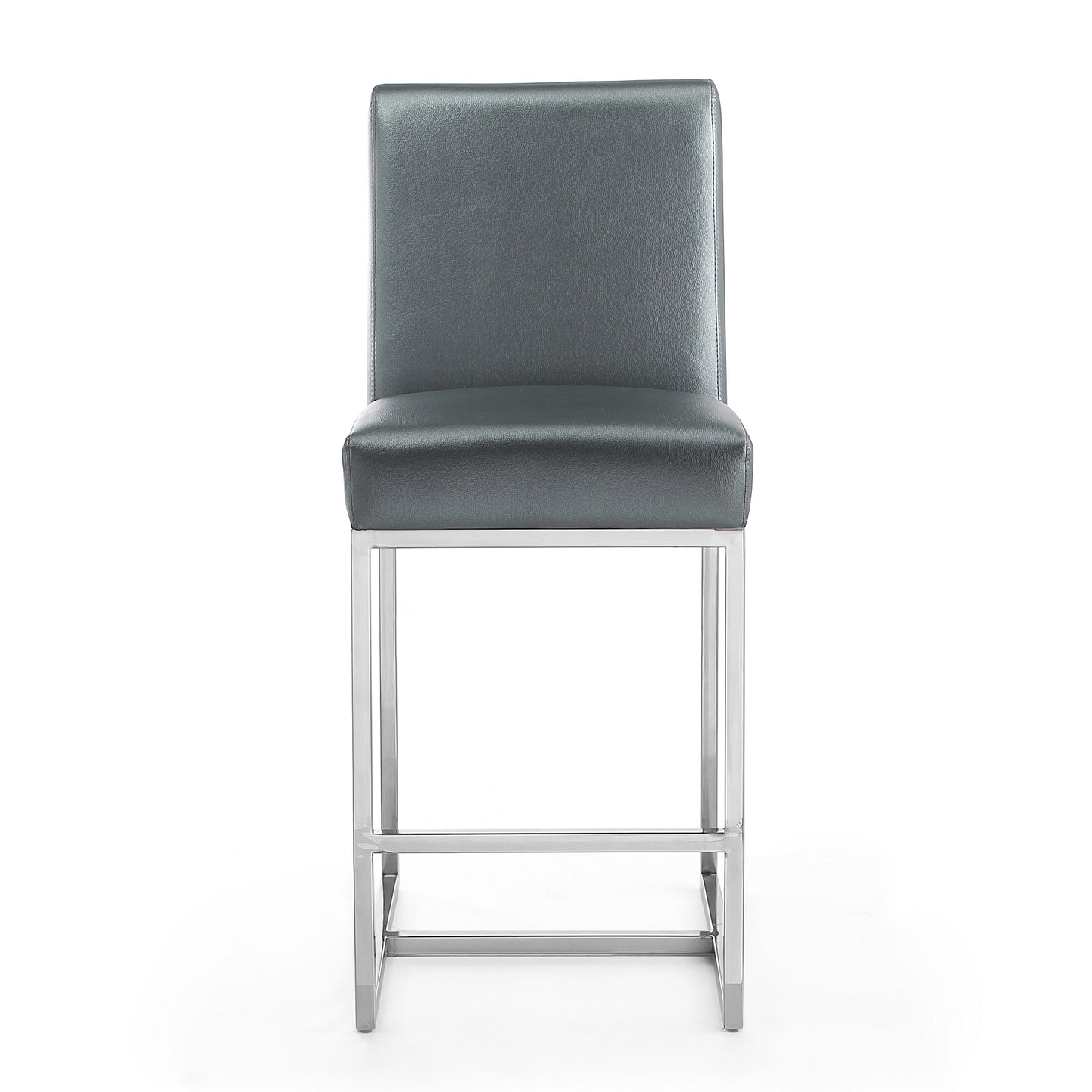 Manhattan Comfort Element 37.2 in. Graphite and Polished Chrome Stainless Steel Counter Height Bar Stool CS003-GP