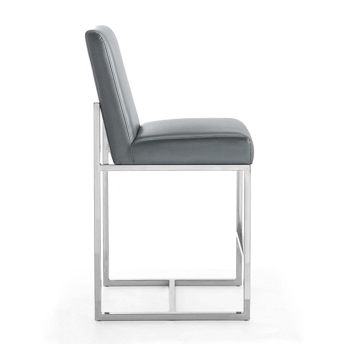 Manhattan Comfort Element 37.2 in. Graphite and Polished Chrome Stainless Steel Counter Height Bar Stool CS003-GP