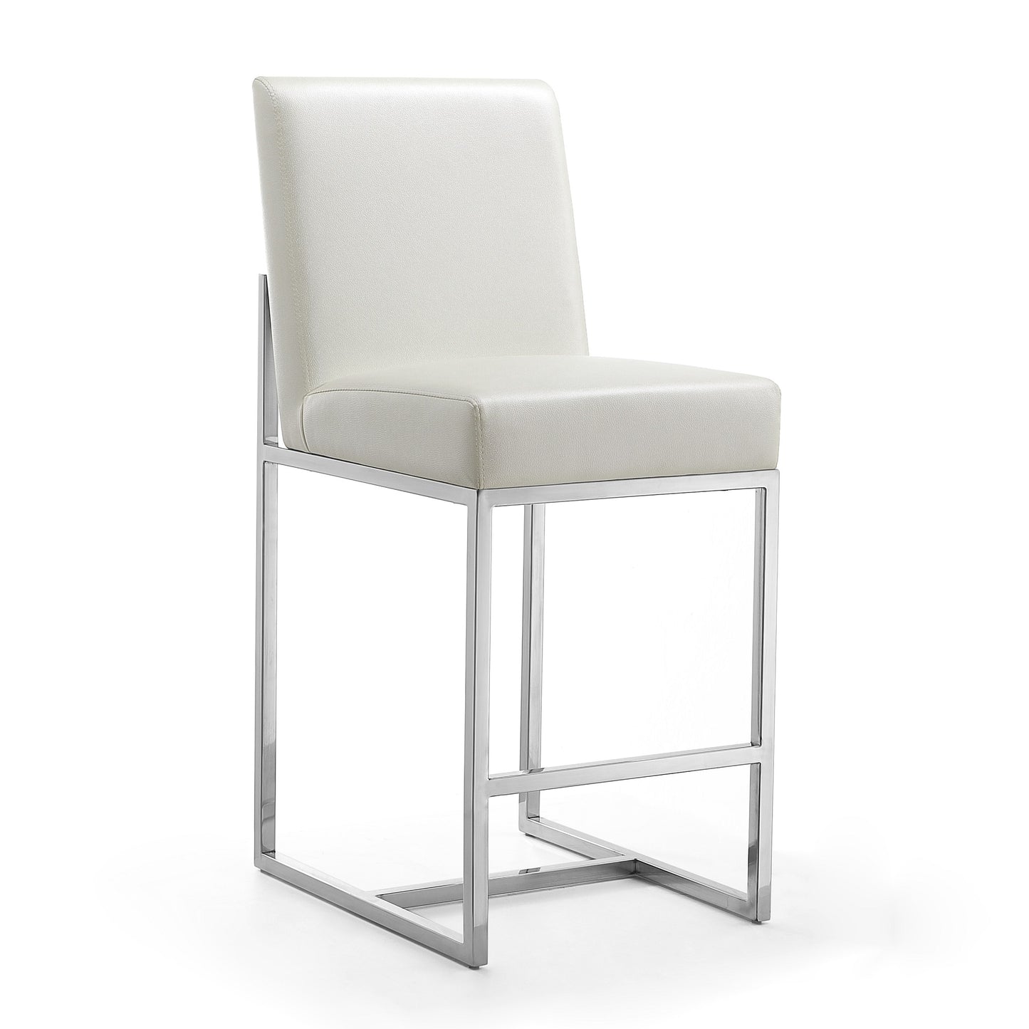 Element Modern Metal Upholstered Counter Stool in Pearl White CS003-PW