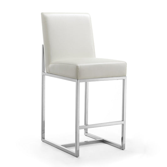 Element Modern Metal Upholstered Counter Stool in Pearl White CS003-PW