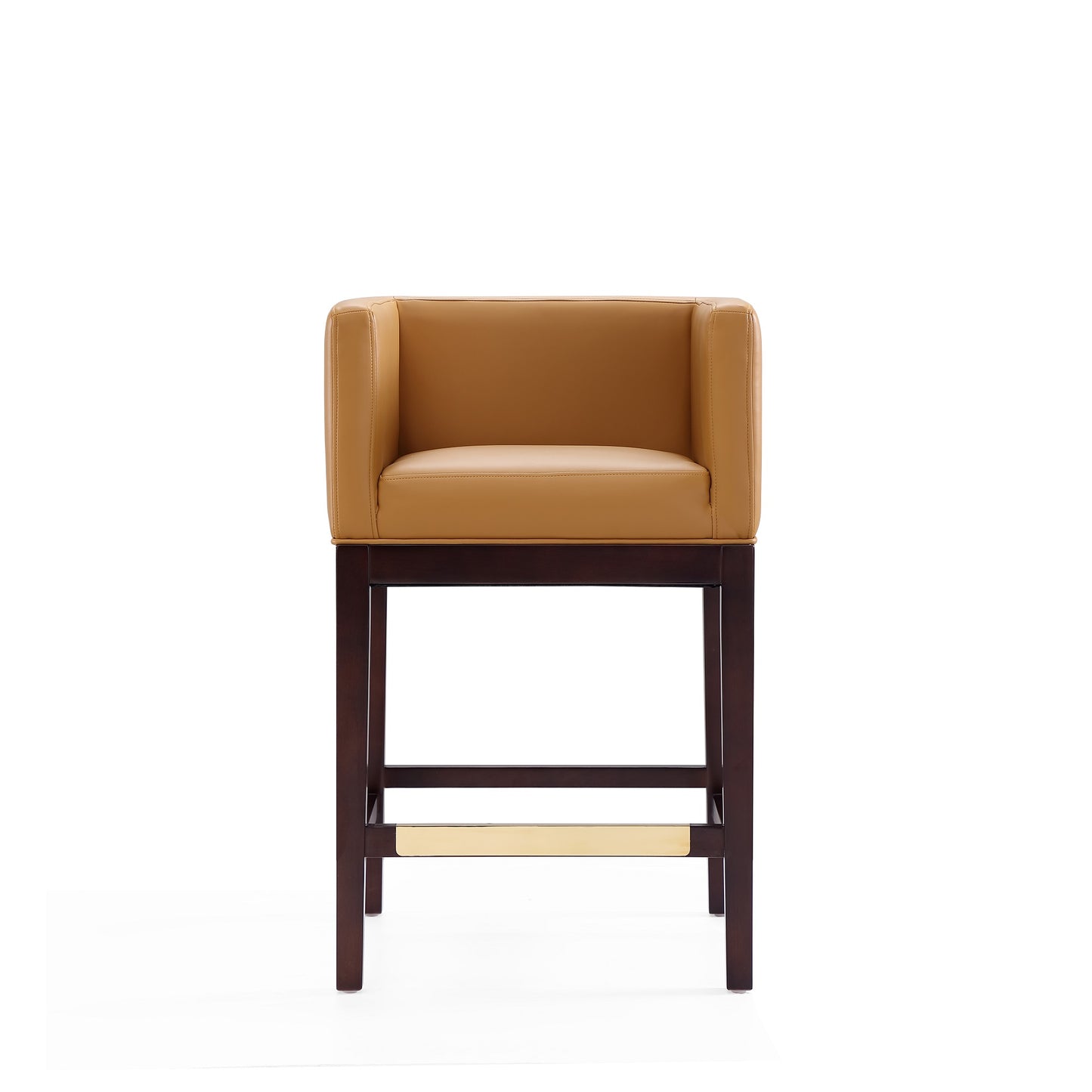 Manhattan Comfort Kingsley 34 in. Camel and Dark Walnut Beech Wood Counter Height Bar Stool CS005-CL
