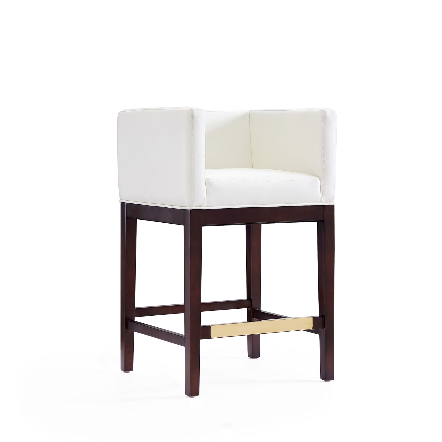 Manhattan Comfort Kingsley 34 in. Ivory and Dark Walnut Beech Wood Counter Height Bar Stool CS005-IV