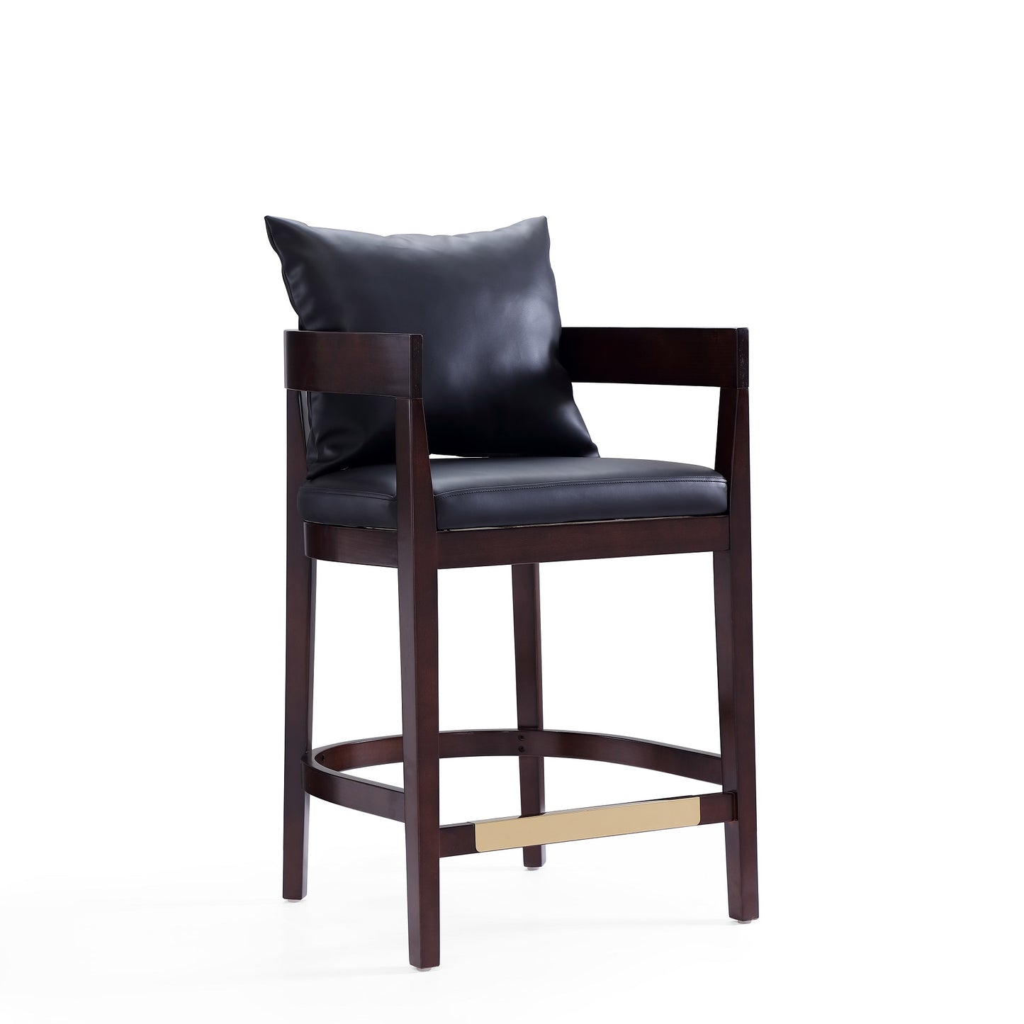 Ritz Mid-Century Modern Wood Upholstered Counter Stool in Black CS006-BK