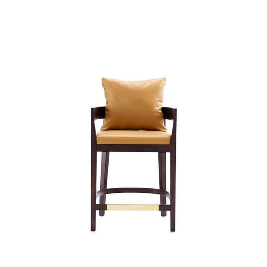 Manhattan Comfort Ritz 34 in. Camel and Dark Walnut Beech Wood Counter Height Bar Stool CS006-CL