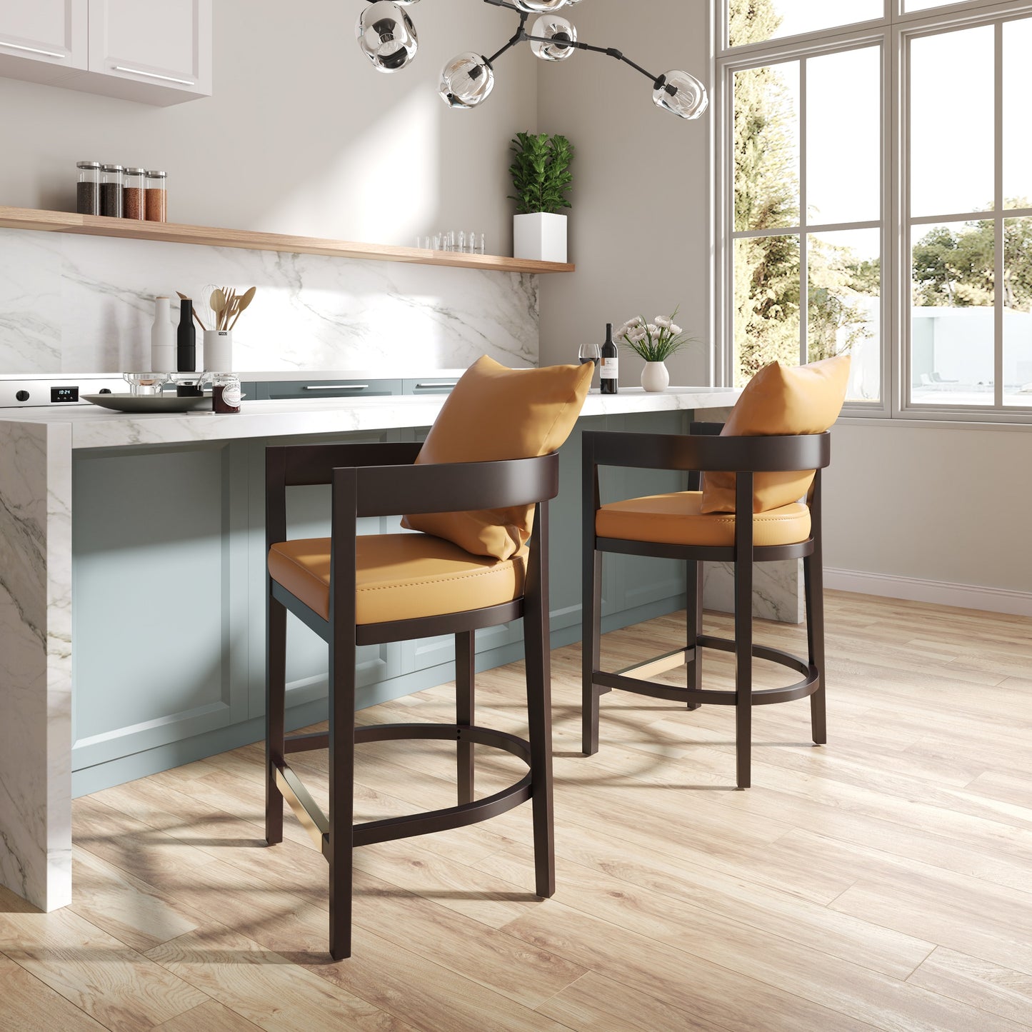 Manhattan Comfort Ritz Beech Wood Counter Height Bar Stool (Set of 2 or 3)