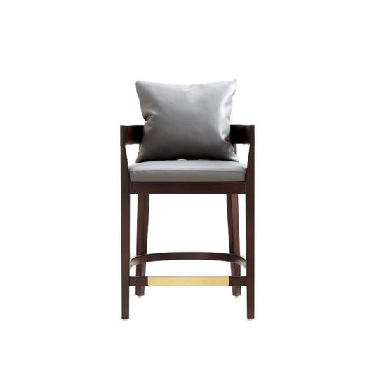 Manhattan Comfort Ritz 34 in. Grey and Dark Walnut Beech Wood Counter Height Bar Stool CS006-GY