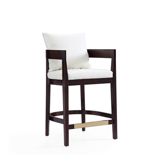 Manhattan Comfort Ritz 34 in. Ivory and Dark Walnut Beech Wood Counter Height Bar Stool CS006-IV