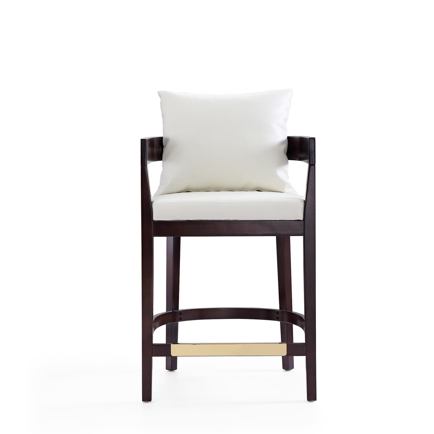 Manhattan Comfort Ritz 34 in. Ivory and Dark Walnut Beech Wood Counter Height Bar Stool CS006-IV