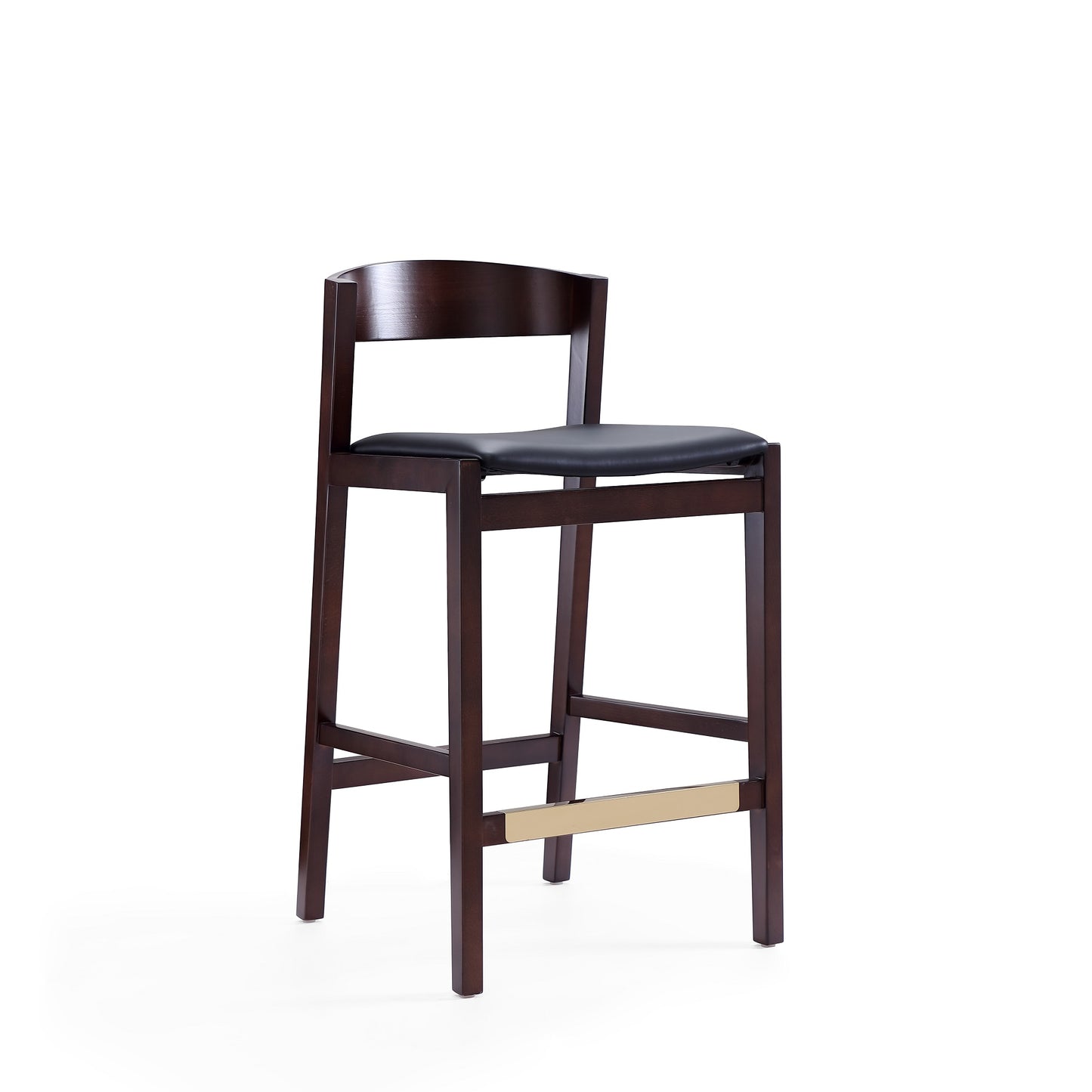 Klismos Mid-Century Modern Wood Upholstered Counter Stool in Black CS007-BK