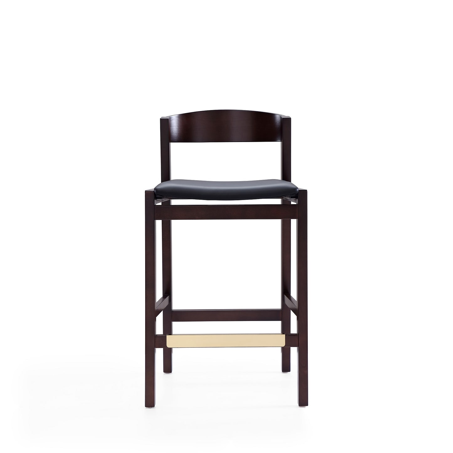 Klismos Mid-Century Modern Wood Upholstered Counter Stool in Black CS007-BK