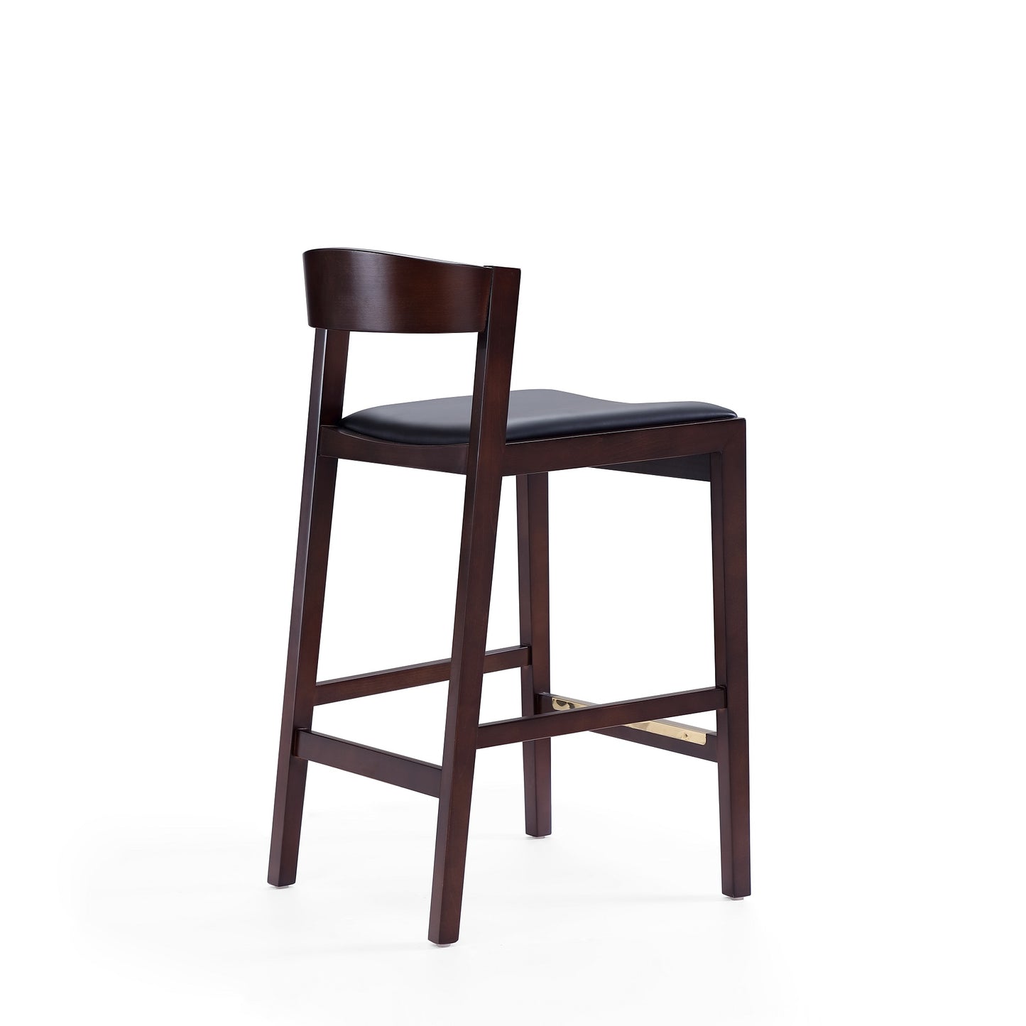 Klismos Mid-Century Modern Wood Upholstered Counter Stool in Black CS007-BK